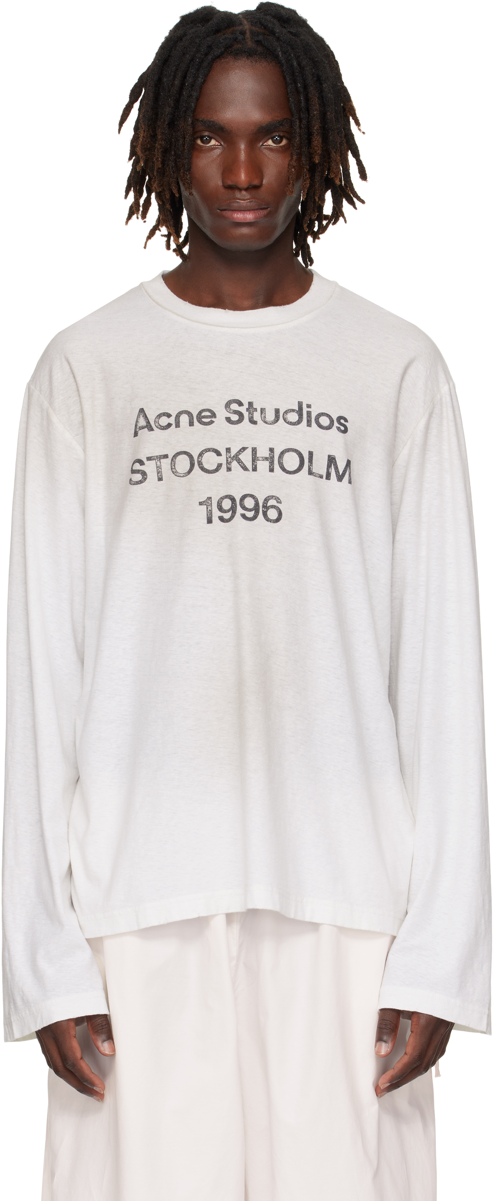 Acne Studios: Off-White Logo T-shirt | SSENSE