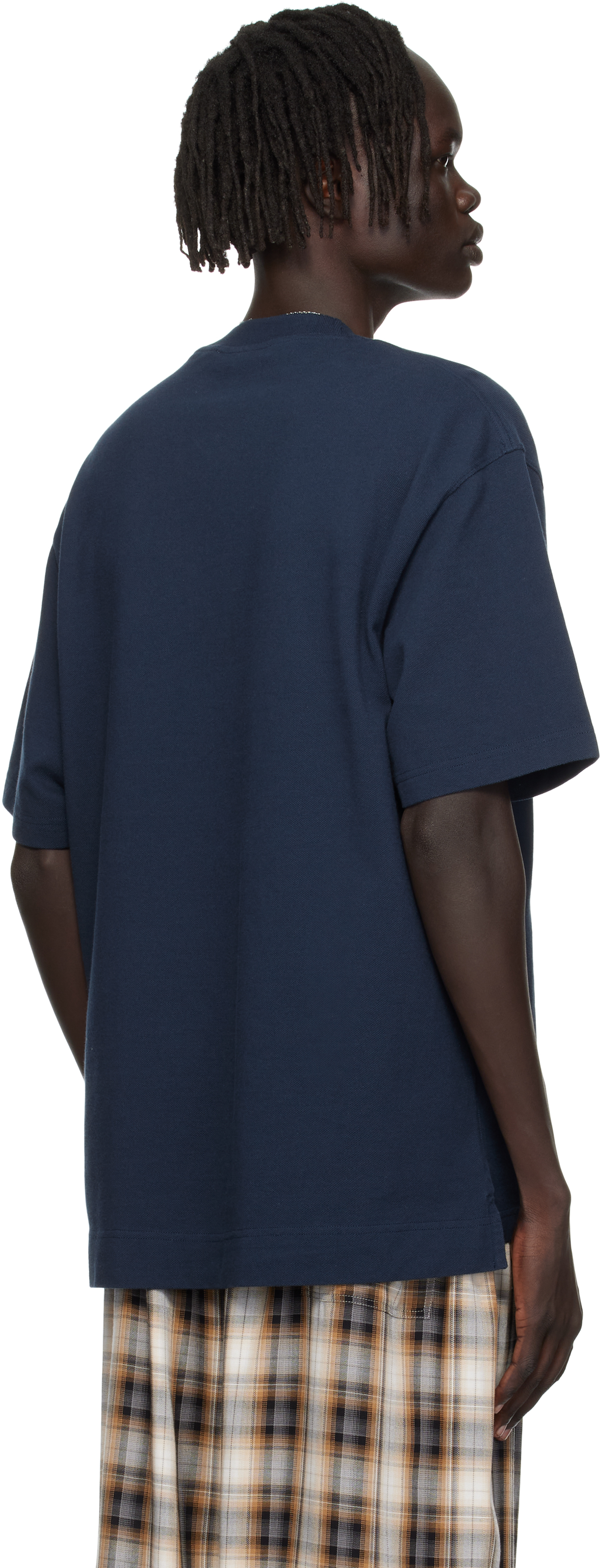 Acne Studios Navy Logo Relaxed Fit T-shirt In Blue
