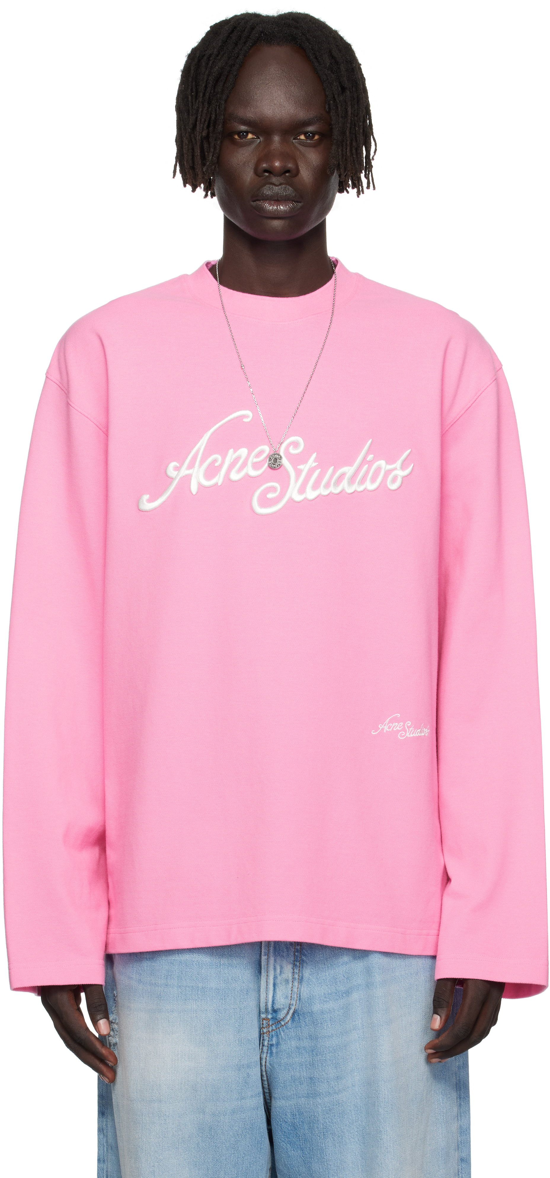 Acne Studios Logo Cotton Jersey T-shirt In Pink