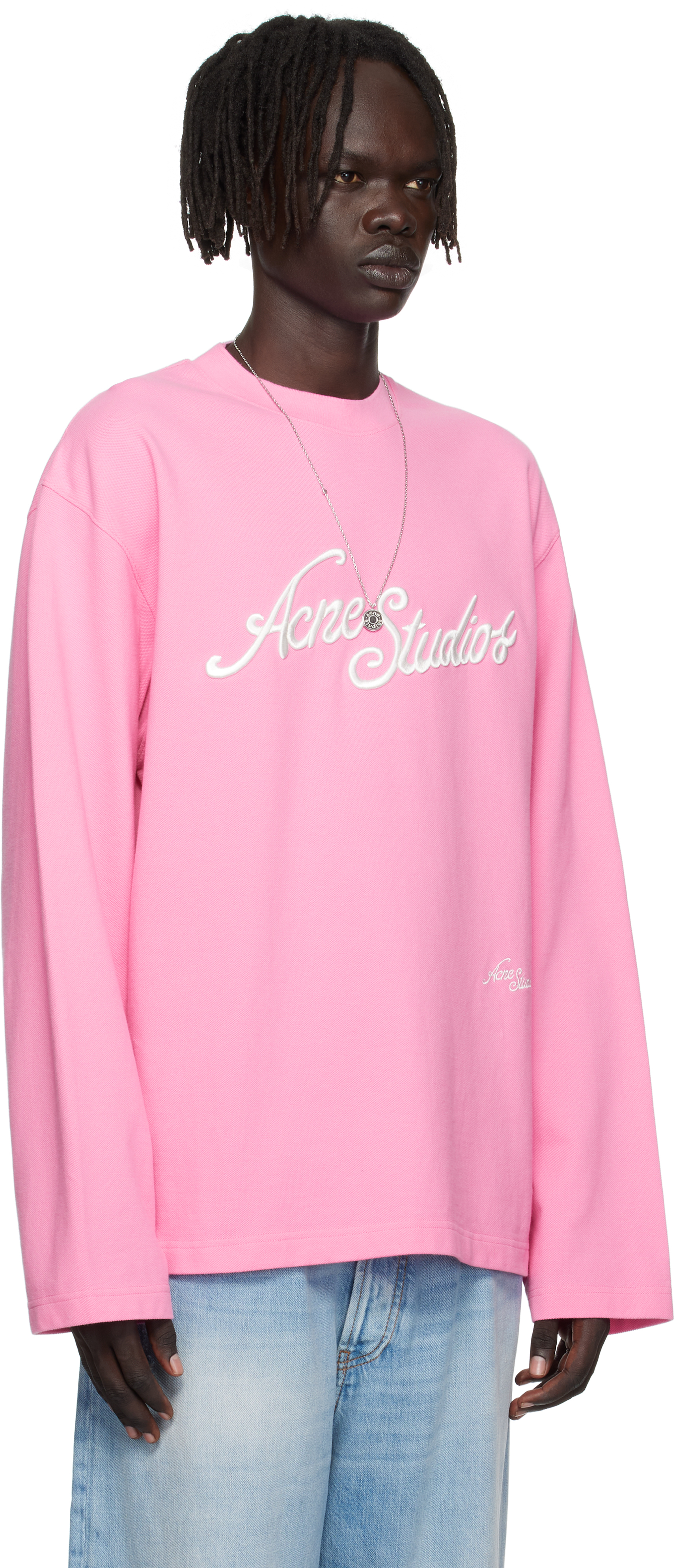 Acne Studios Logo Cotton Jersey T-shirt In Pink