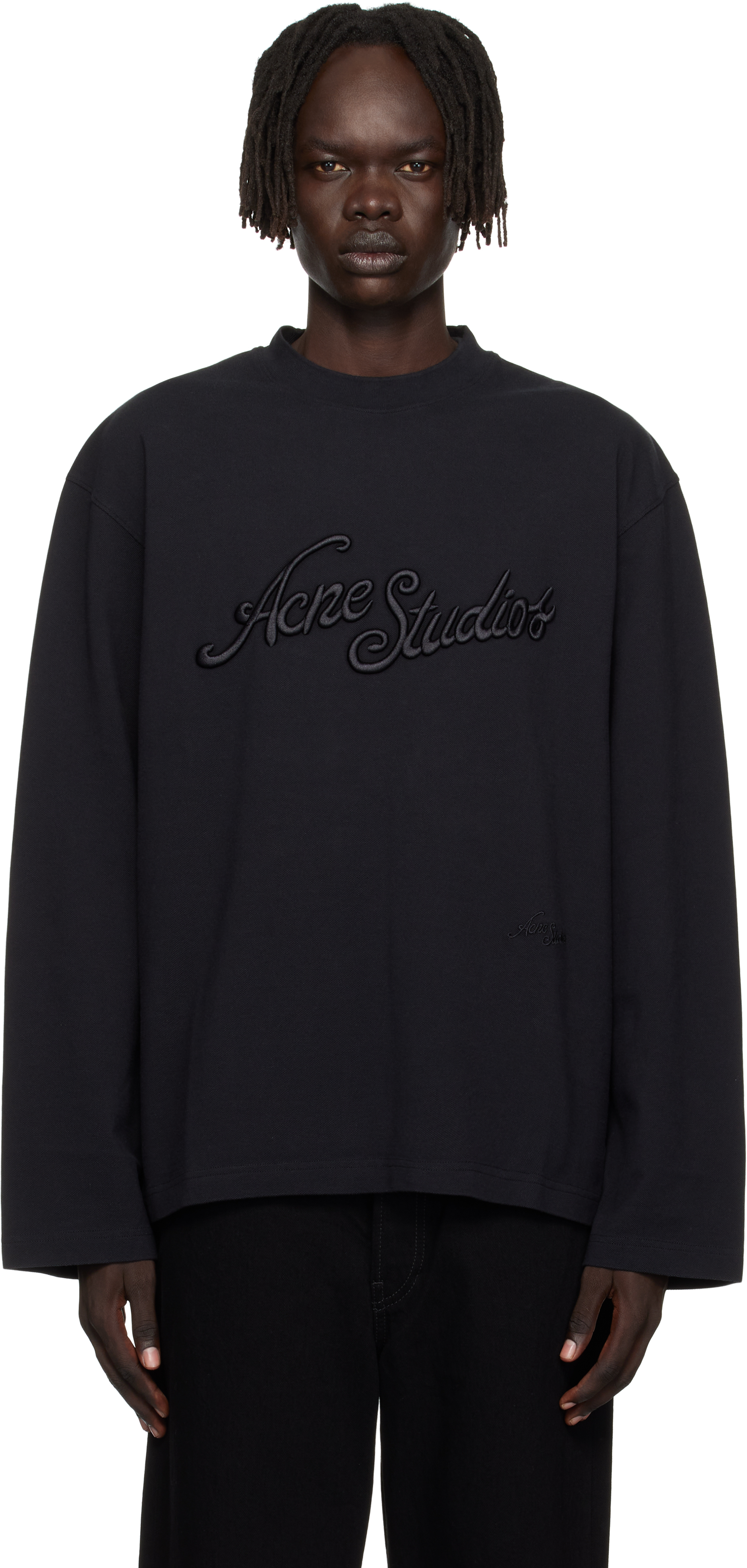Acne Studios Black Logo Relaxed Fit T-shirt In Black