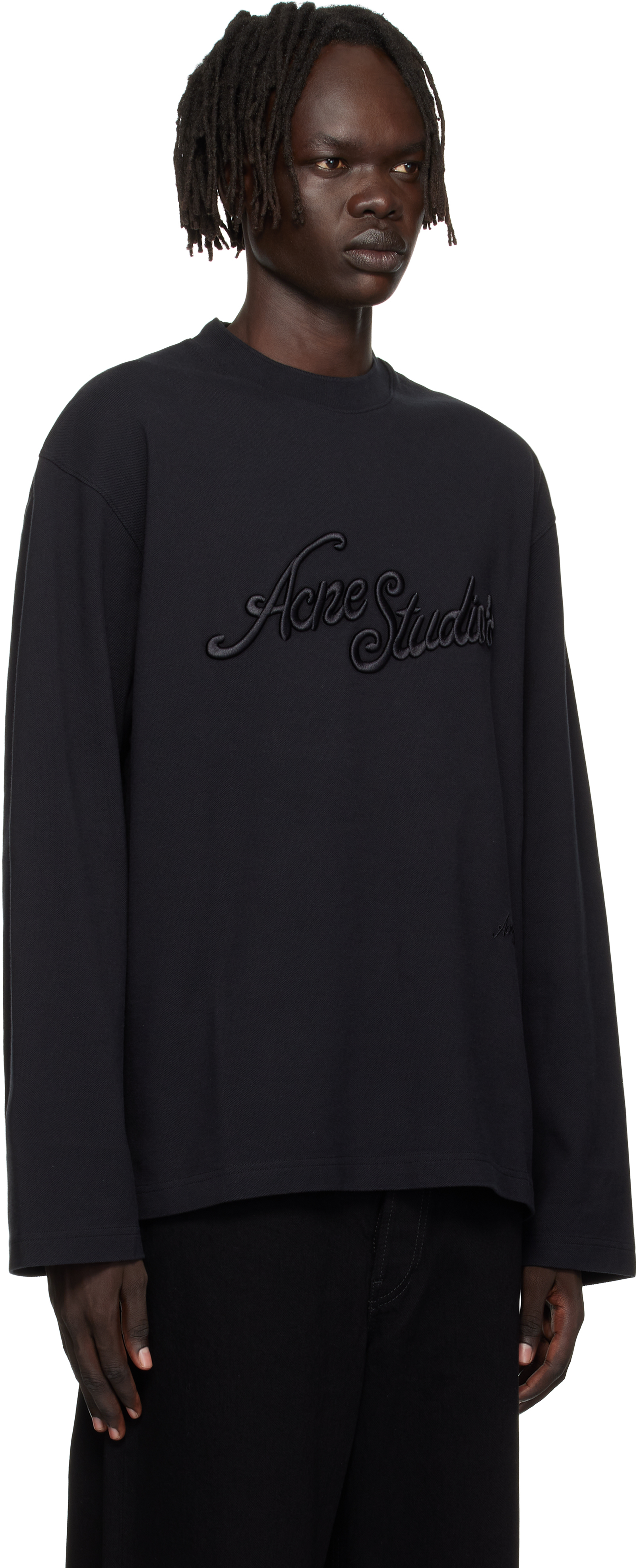 Acne Studios Black Logo Relaxed Fit T-shirt In Black