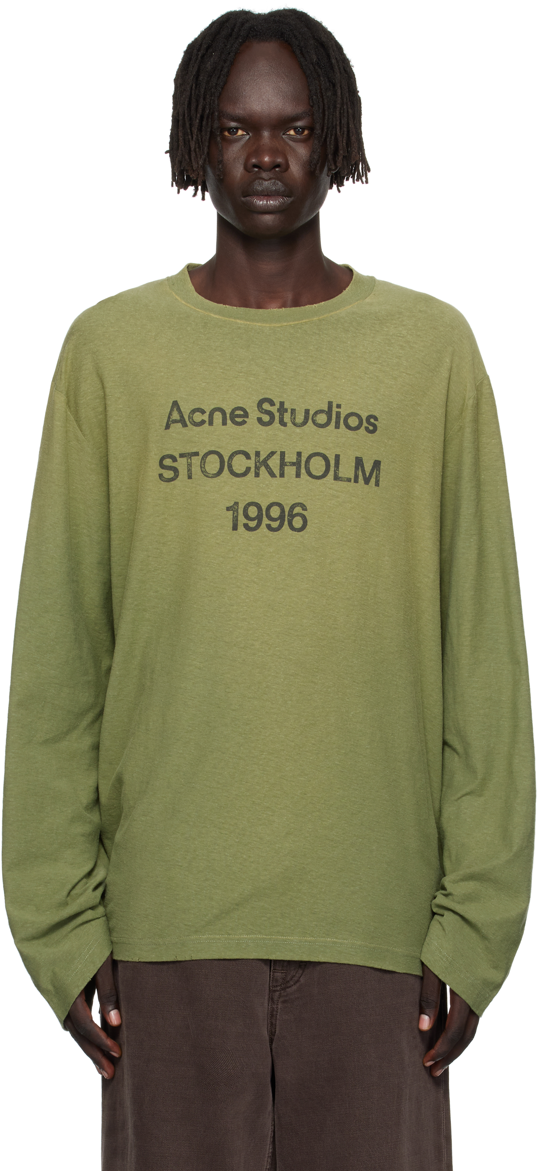Acne Studios オリーブグリーン Tシャツ 1996 グリーン M Acne Studios - Logo t-shirt - Relaxed fit - Olive green