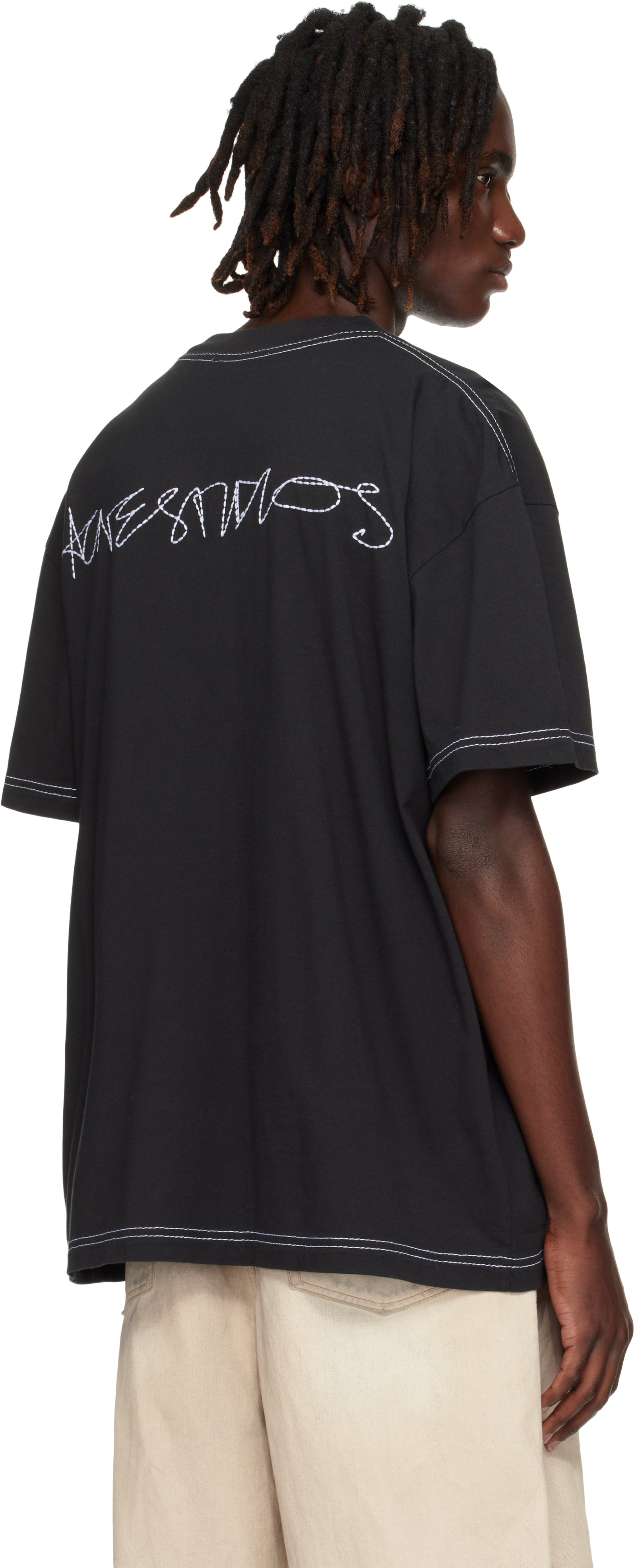Acne Studios Eresa U Autograph Logo Embroidered T-shirt In Black