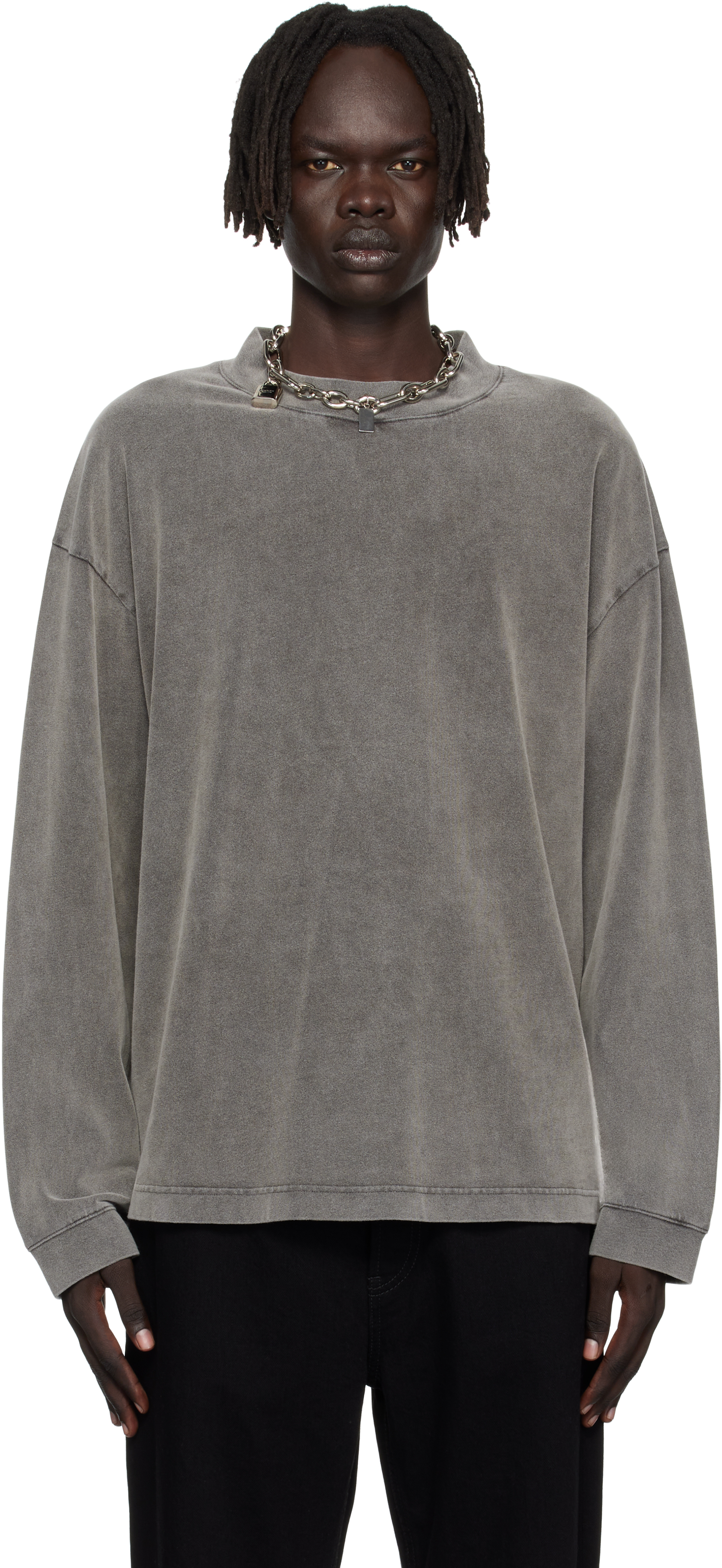Acne Studios Gray Crew Neck Relaxed Fit Sweatshirt In Multi