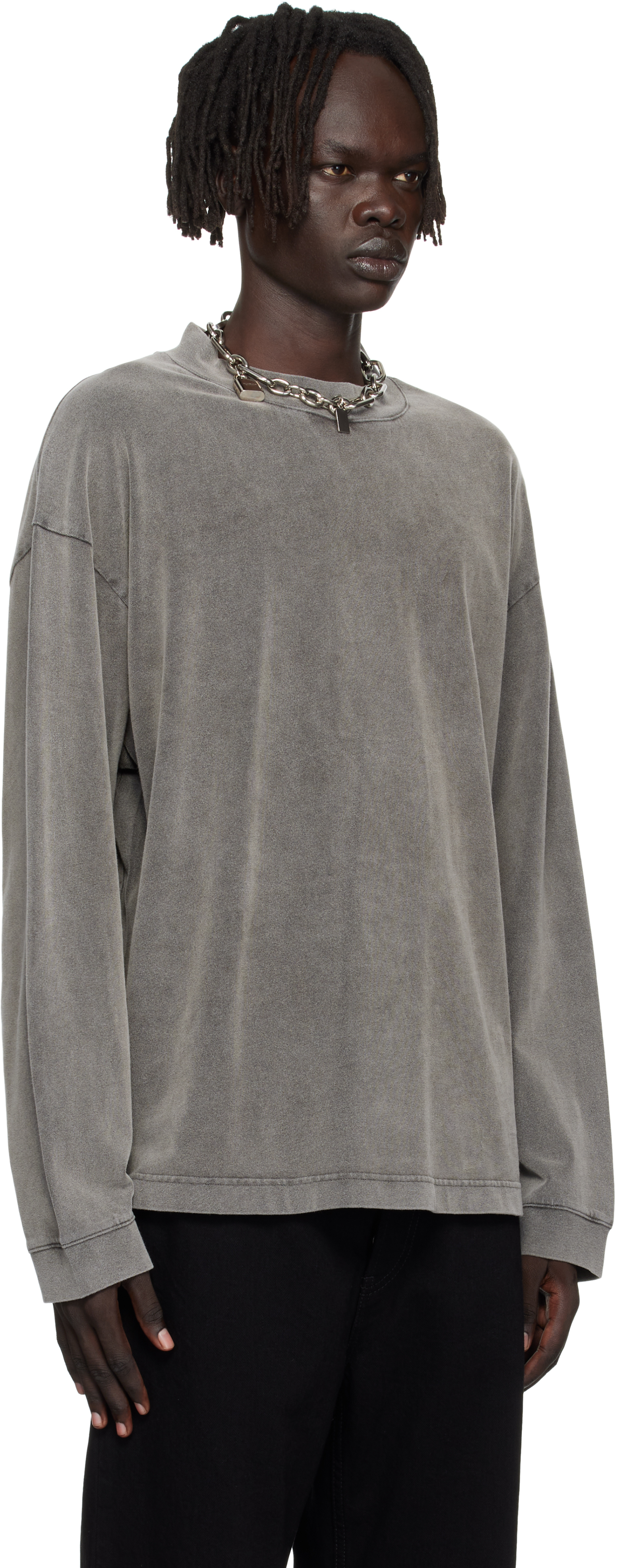 Acne Studios Gray Crew Neck Relaxed Fit Sweatshirt In Multi