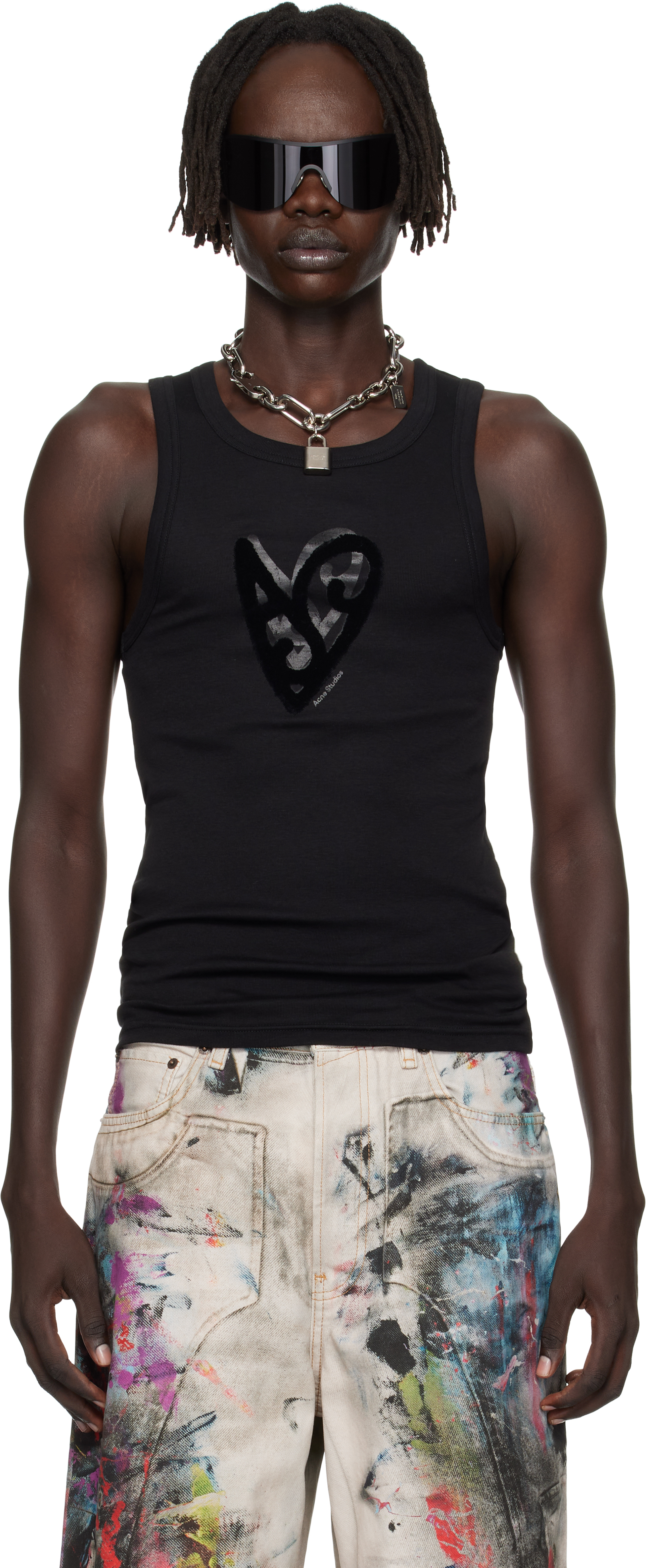 Acne Studios Black Logo Tank Top In Black