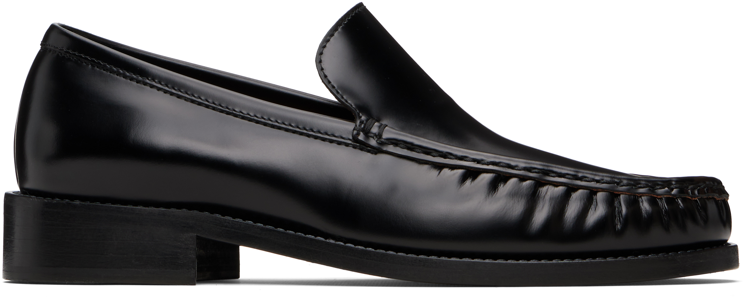 Acne Studios: ブラック レザー ローファー | SSENSE 日本