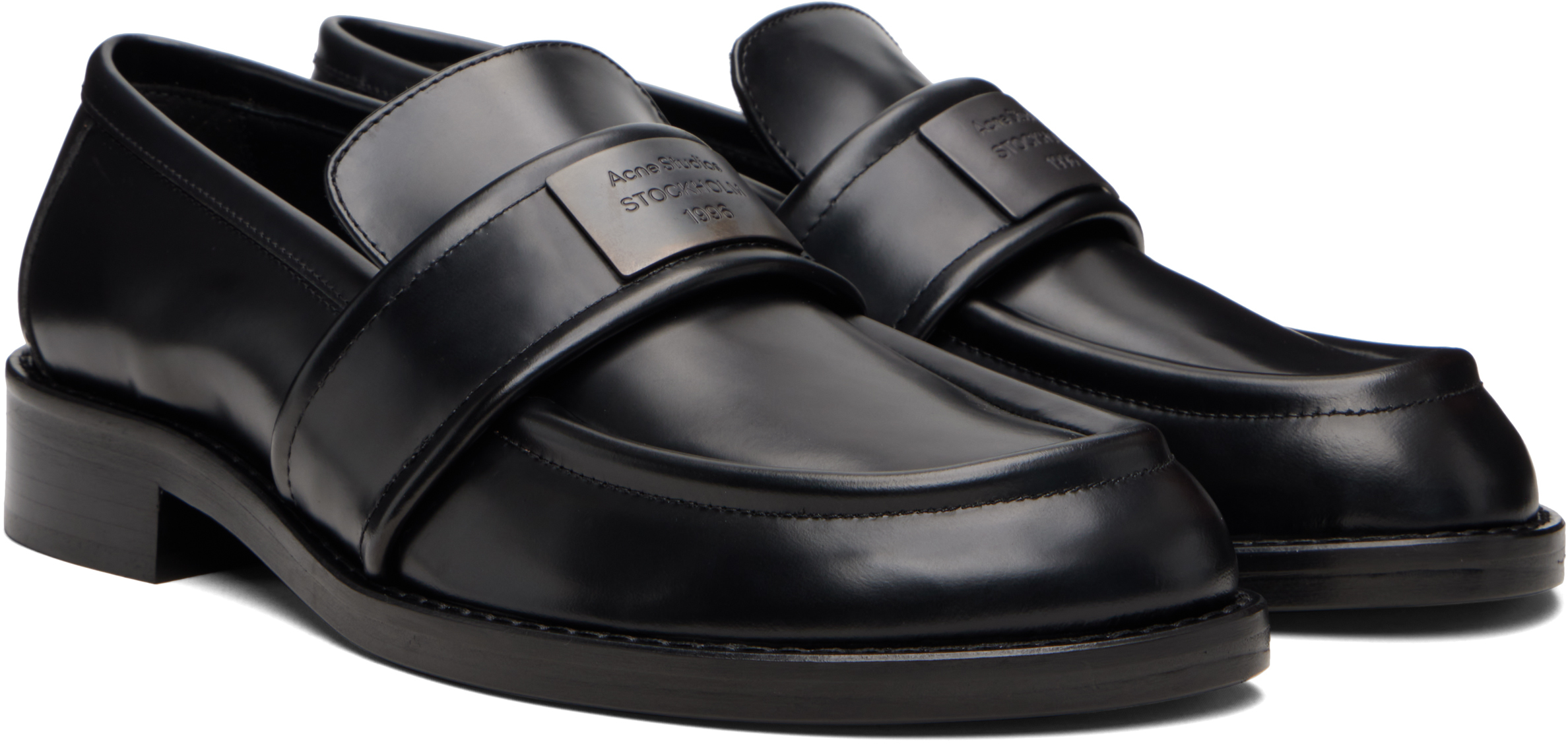 Acne Studios Black Vintage Leather Loafers In Black