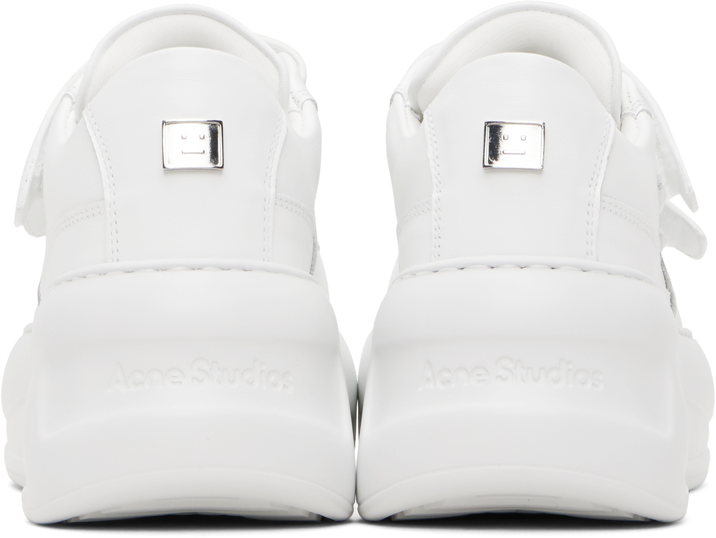 Acne Studios White Velcro Strap Platform Sneakers