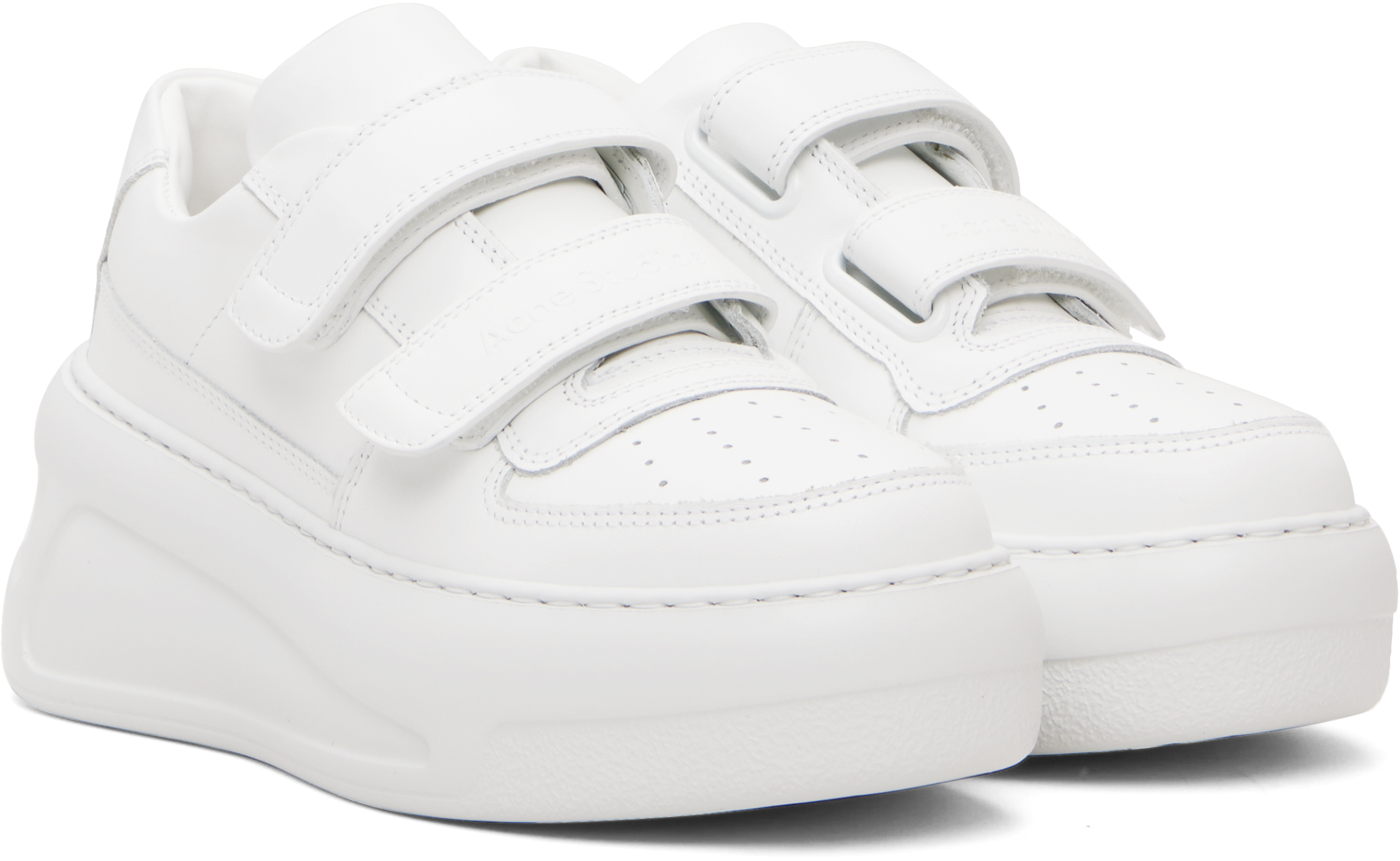 Acne Studios White Velcro Strap Platform Sneakers