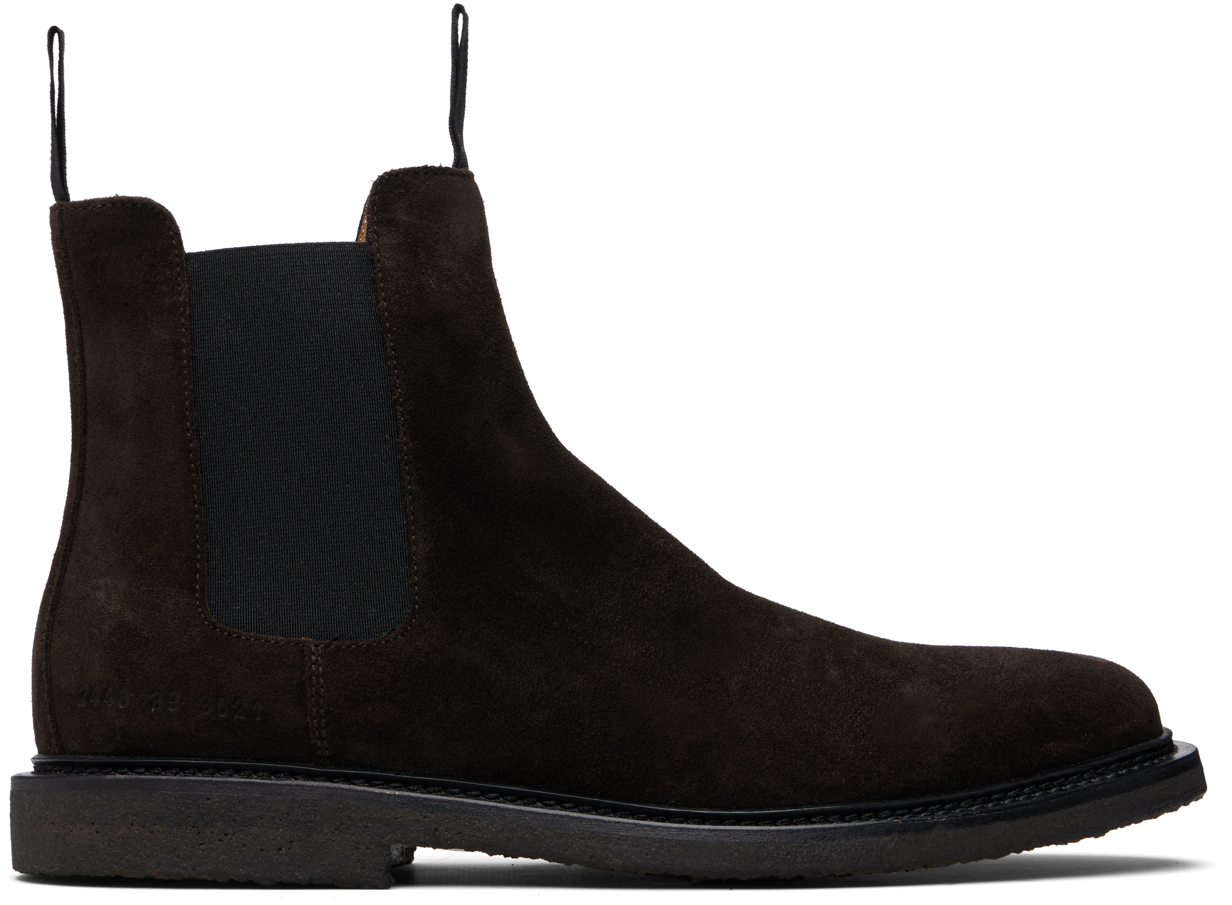 Brown Waxed Suede Chelsea Boots by Common Projects on Sale