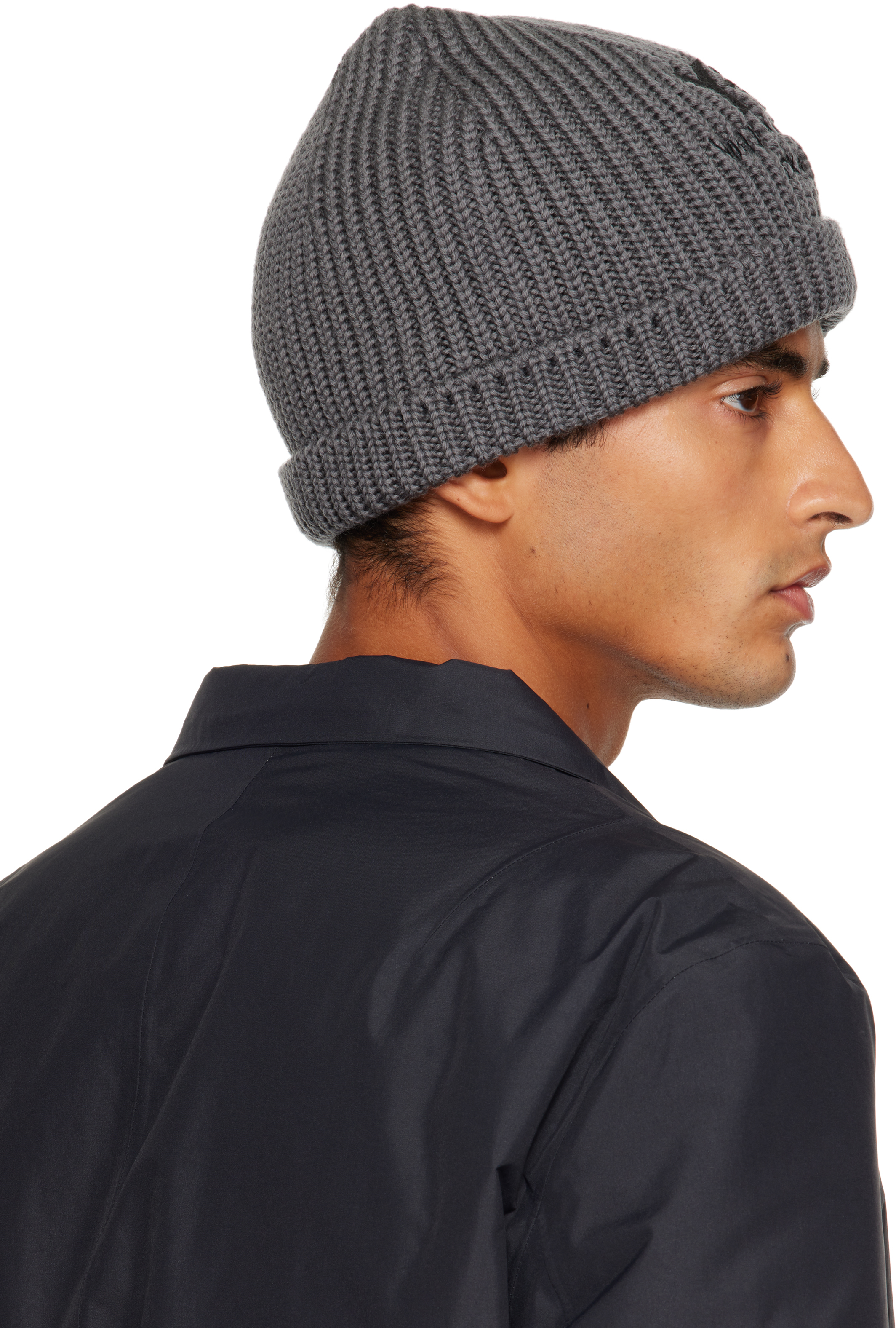 Y-3 Gray Chunky Knit Beanie In Gray