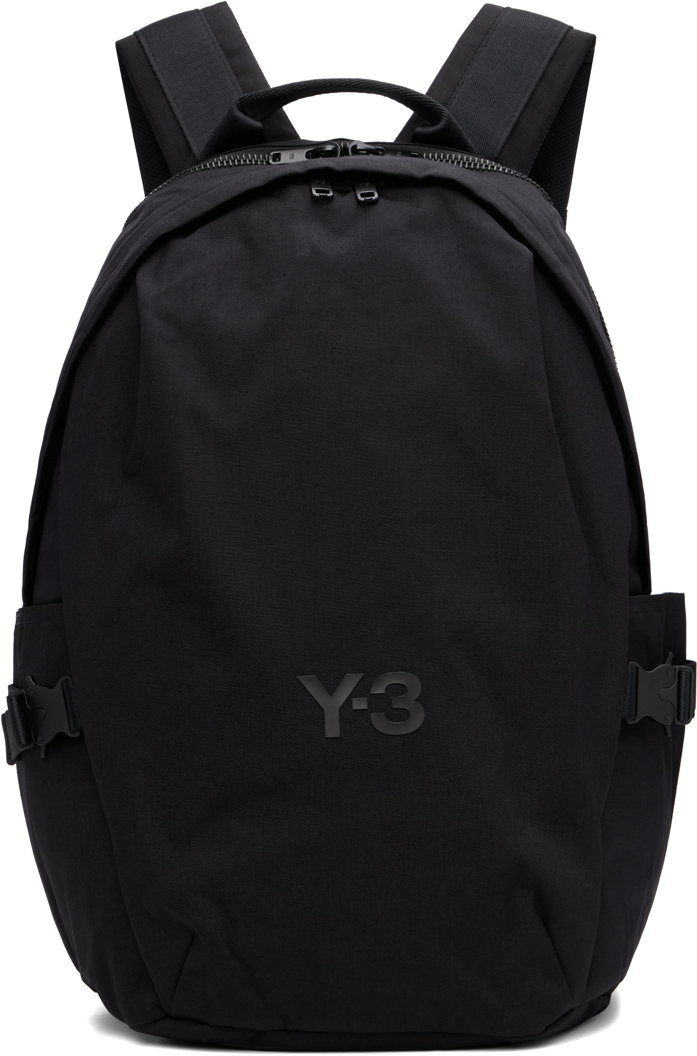 Y-3 Functional Cordura Backpack With Embossed Logo And Adjustable Features In Black