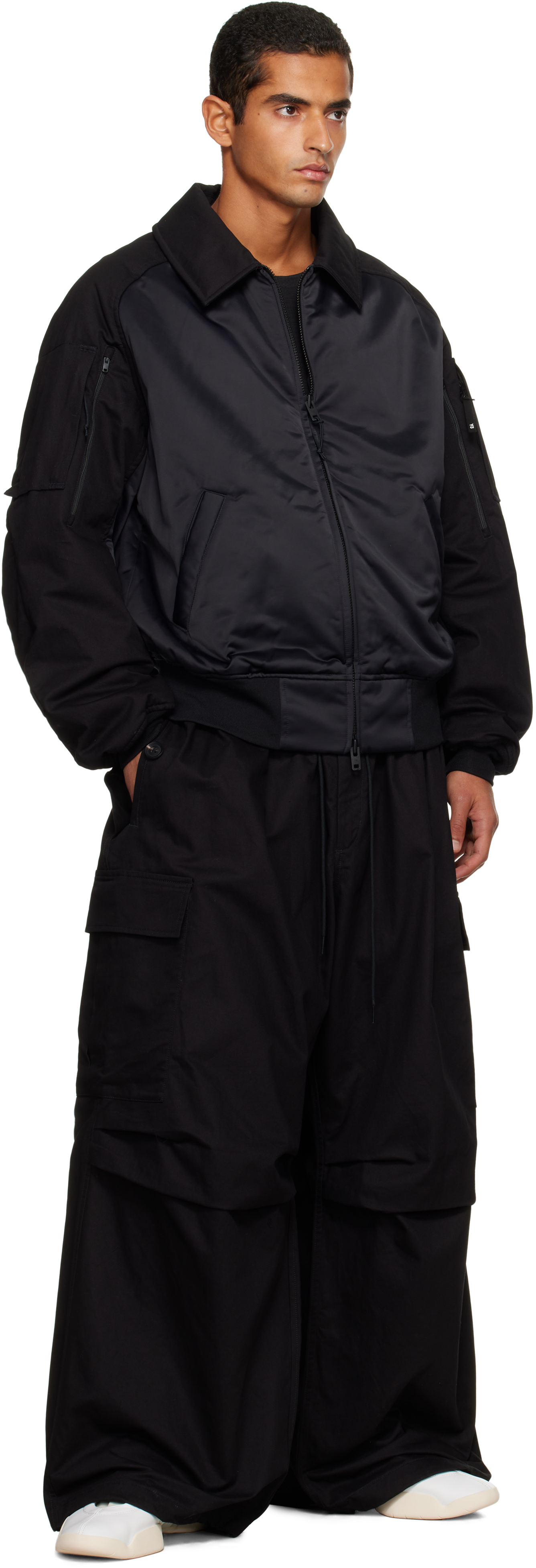 Y-3 Black Ut Twill Cargo Pants In Brown