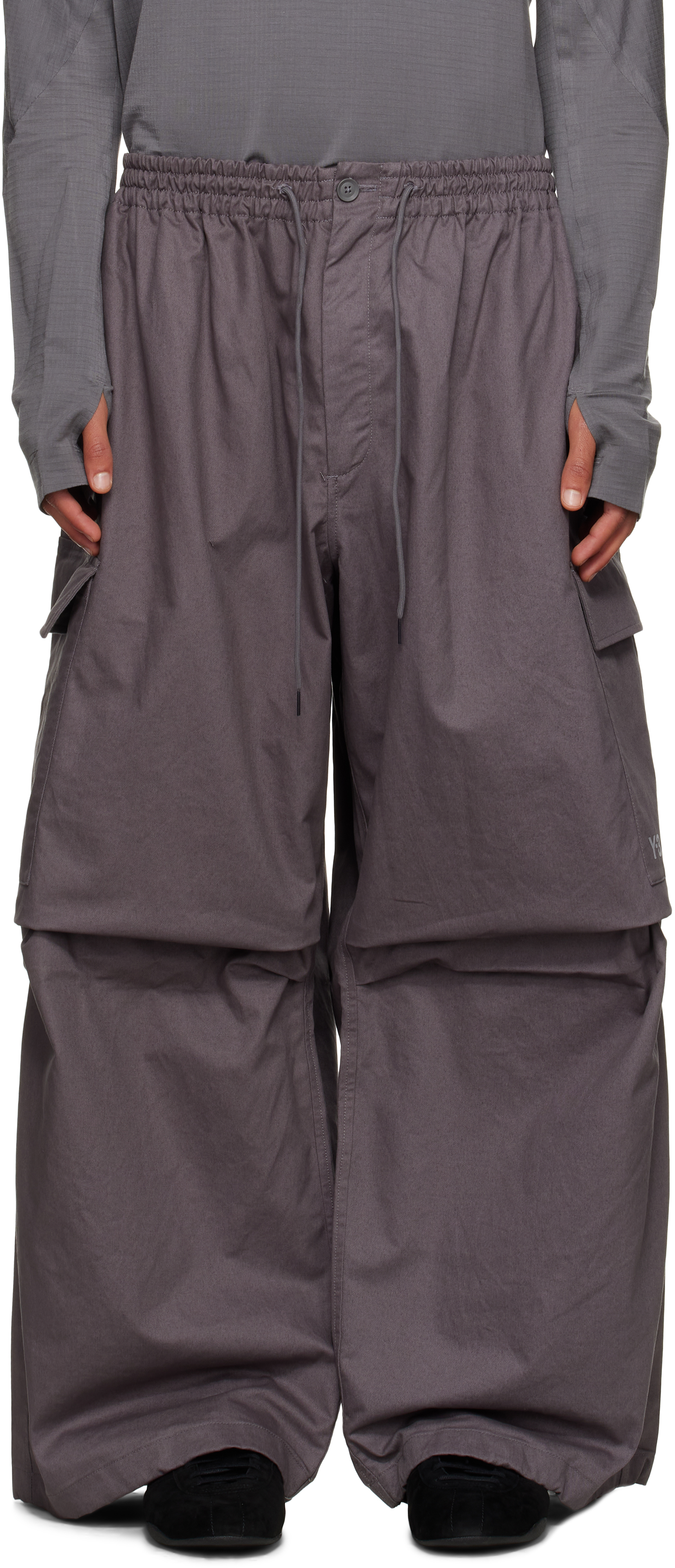 Y-3 Gray Ut Twill Cargo Pants In Black