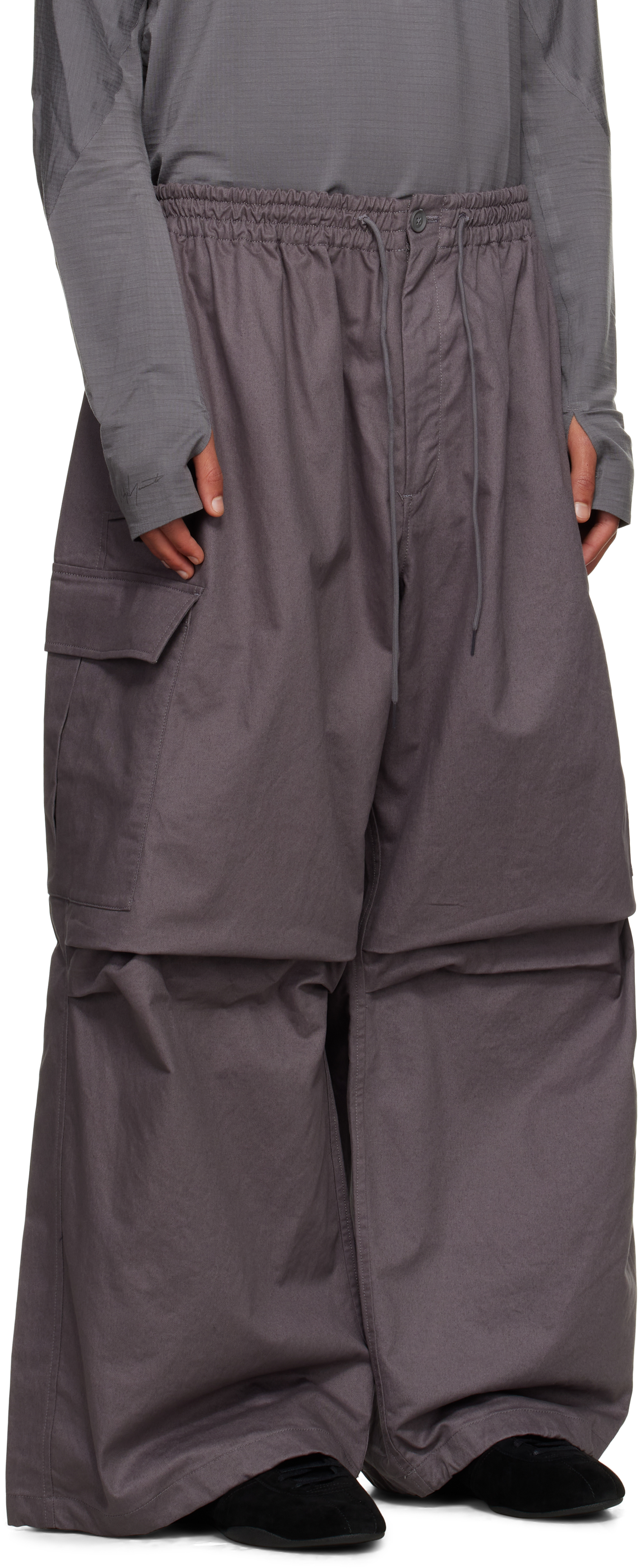 Y-3 Gray Ut Twill Cargo Pants In Black