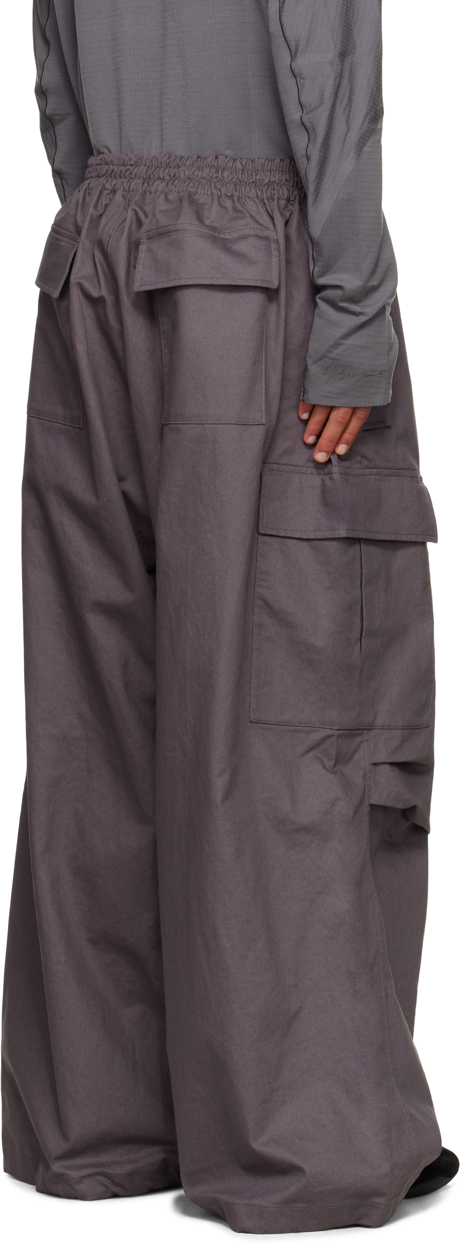 Y-3 Gray Ut Twill Cargo Pants In Black
