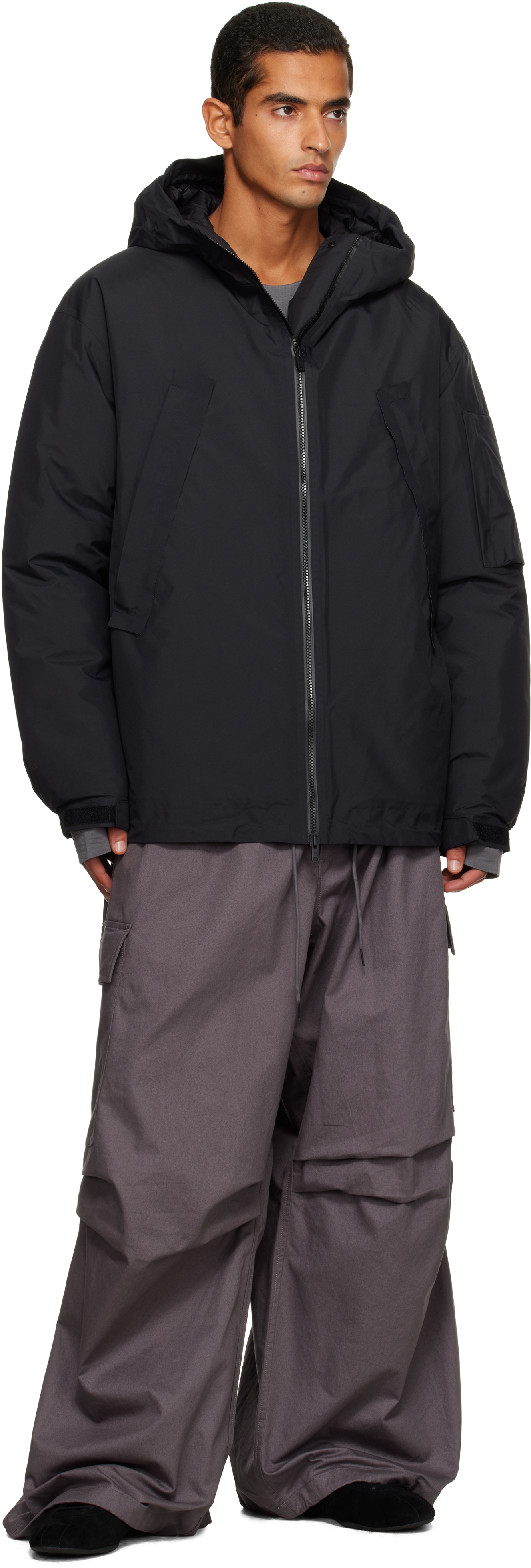 Y-3 Gray Ut Twill Cargo Pants In Black