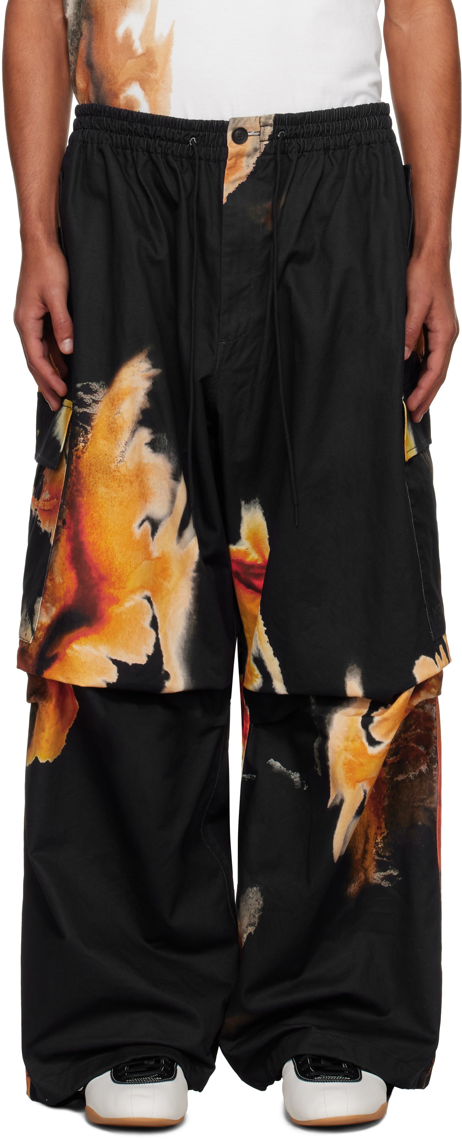 Y-3 Black Aop Ut Twill Cargo Pants In Black