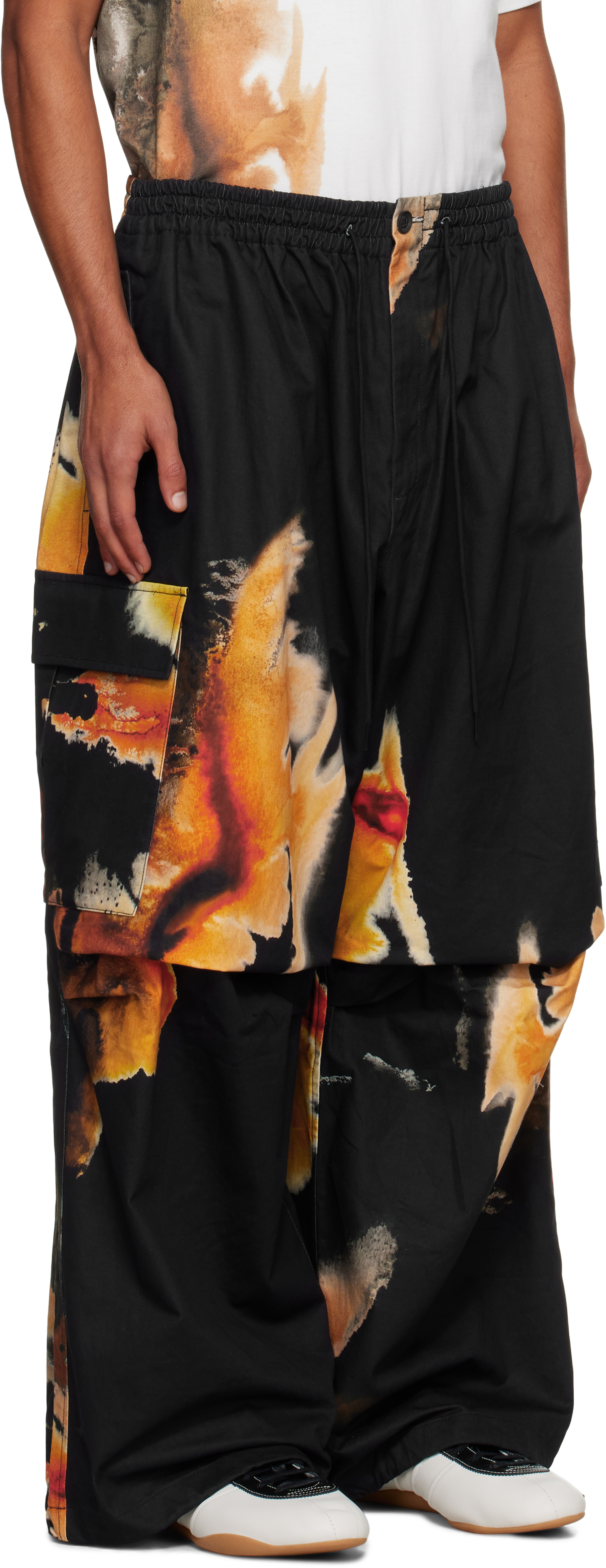 Y-3 Black Aop Ut Twill Cargo Pants In Black