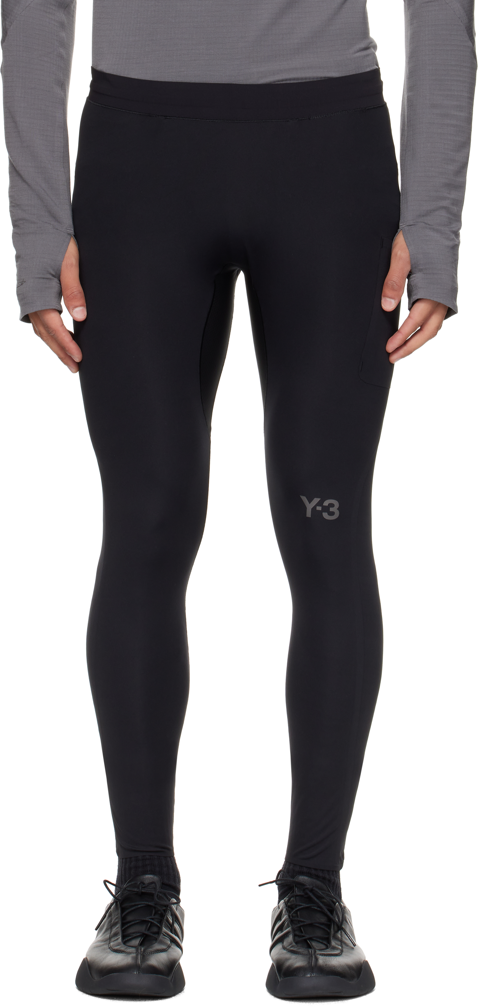 Y-3 Black Running Leggings In Black