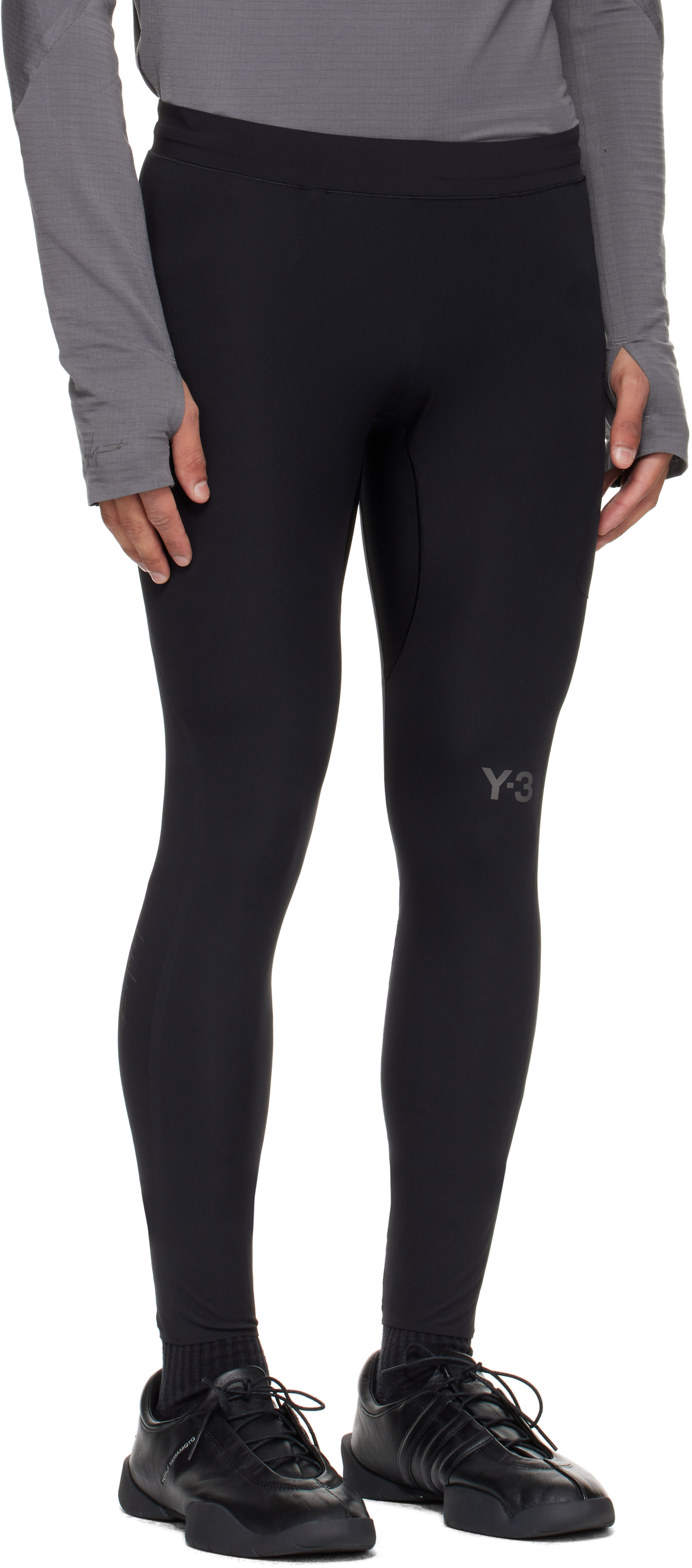 Y-3 Black Running Leggings In Black