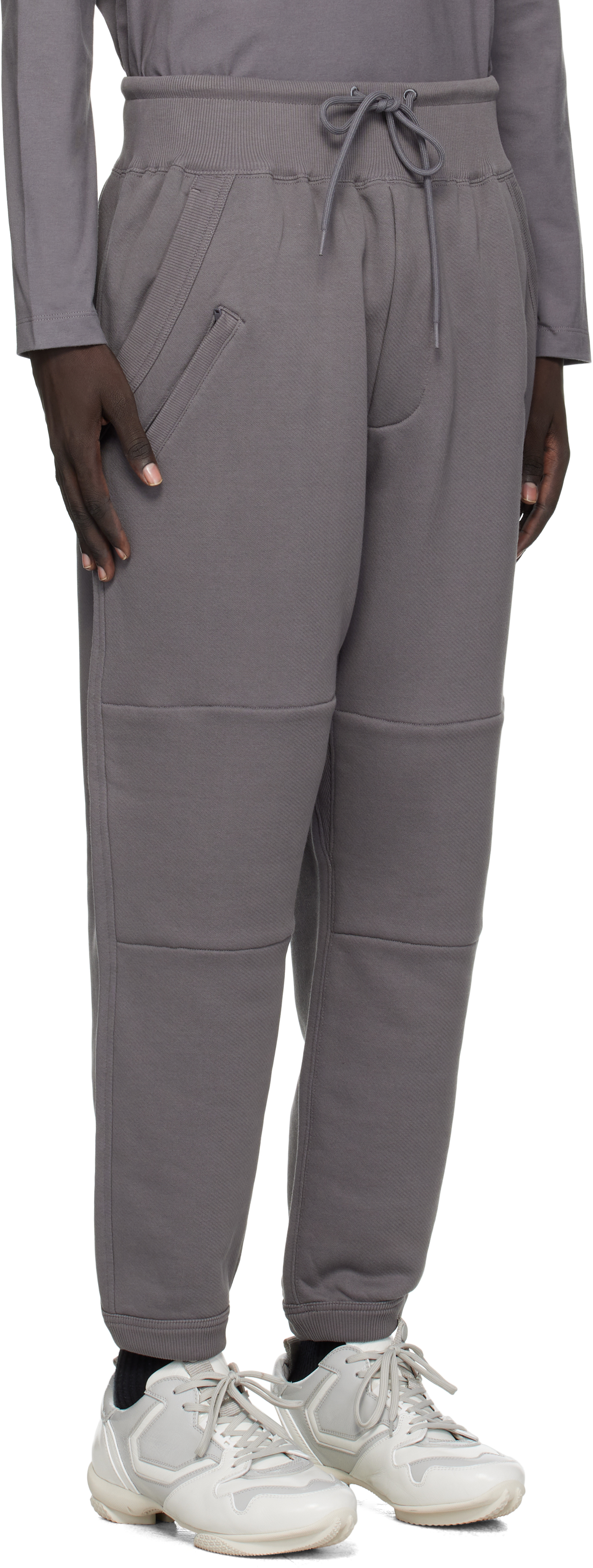 Y-3 Panelled Drawstring Trousers In Gray