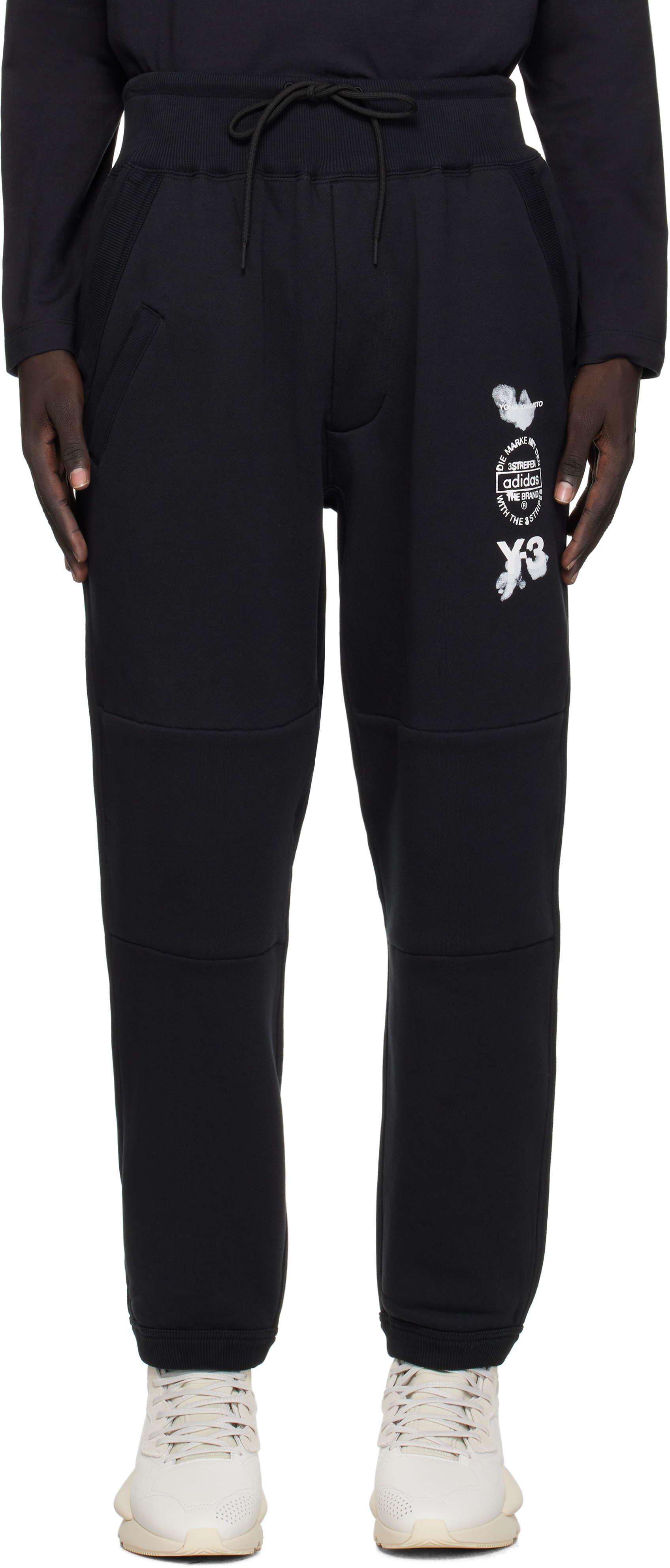 Y-3 Cuffed Track Pants Elastic Waistband In Black