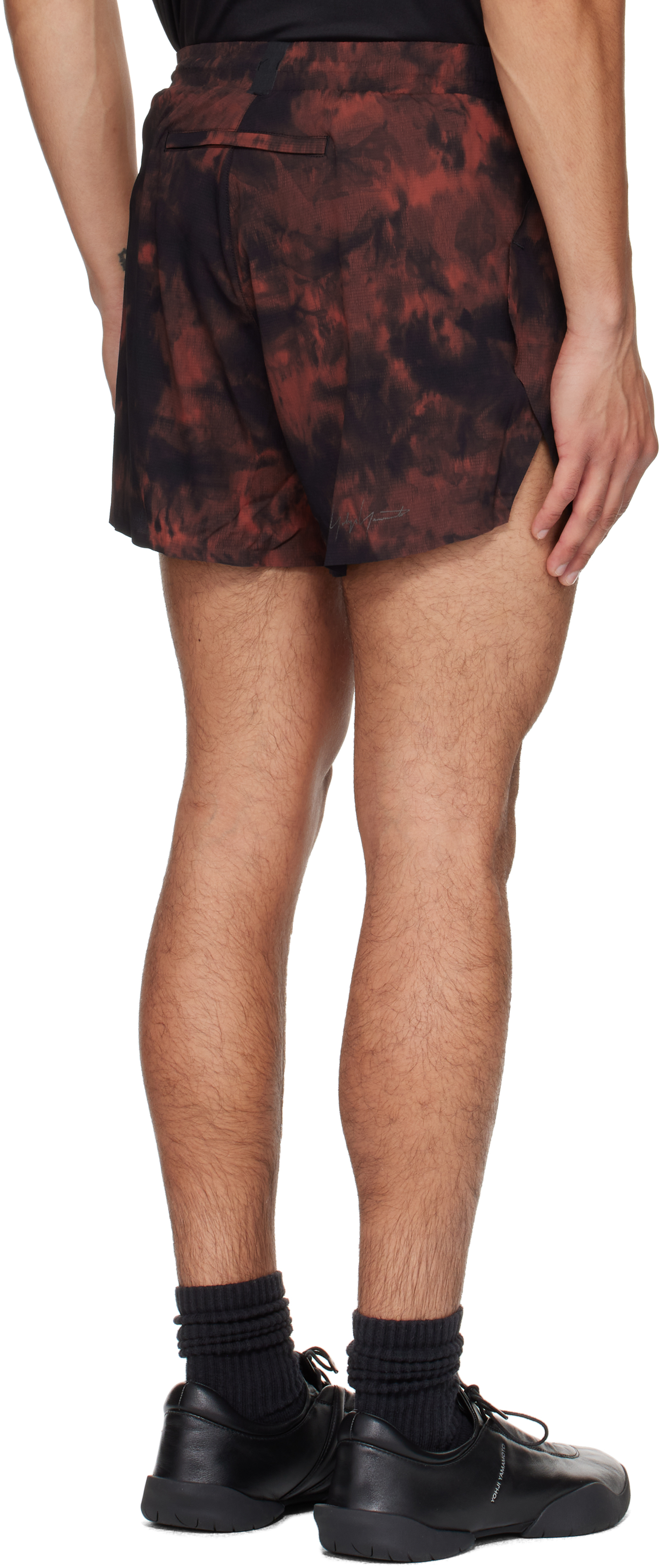 Y-3 Black & Orange Aop Running Shorts In Brown