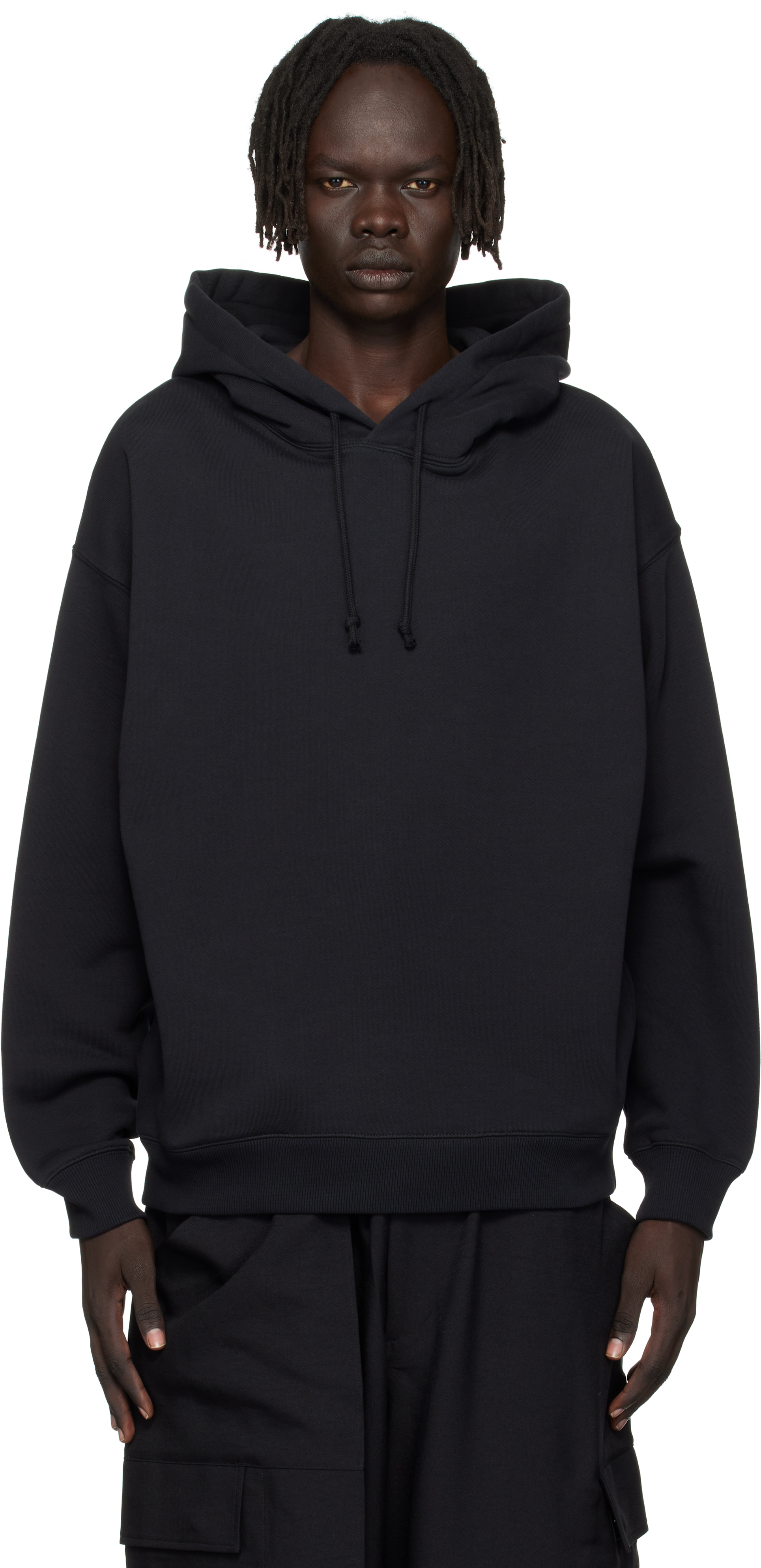 Y-3 Hooded Cotton Sweater With Graphic Print In Black