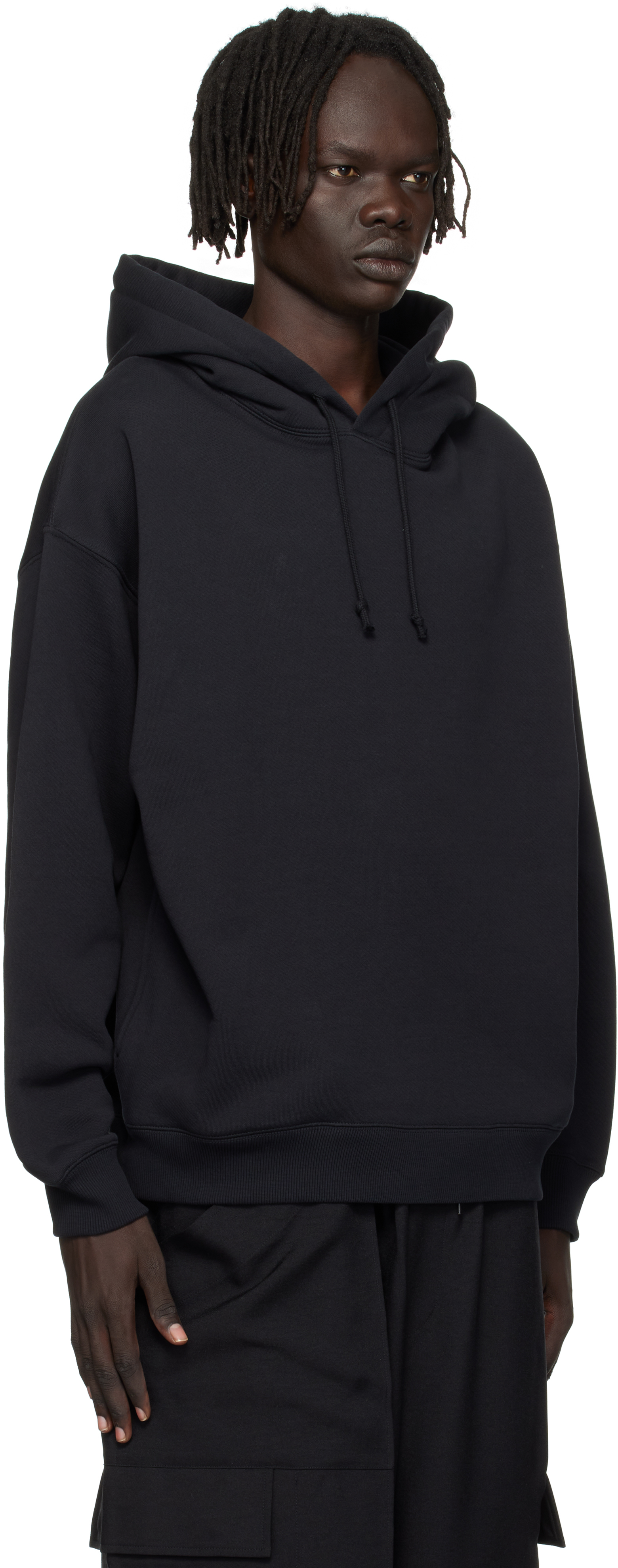 Y-3 Hooded Cotton Sweater With Graphic Print In Black
