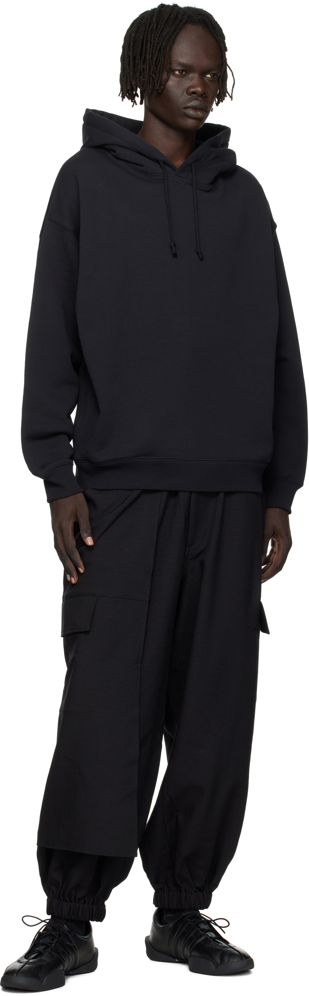 Y-3 Hooded Cotton Sweater With Graphic Print In Black