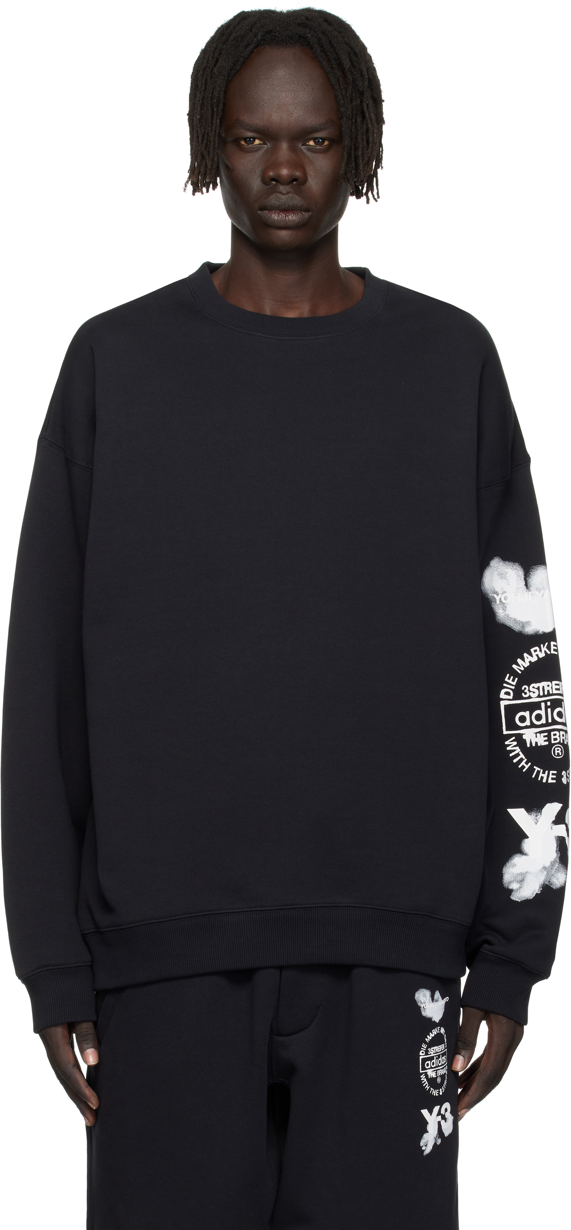 Y-3 Adidas Cloud-print Crew-neck Sweatshirt Clothing In Black