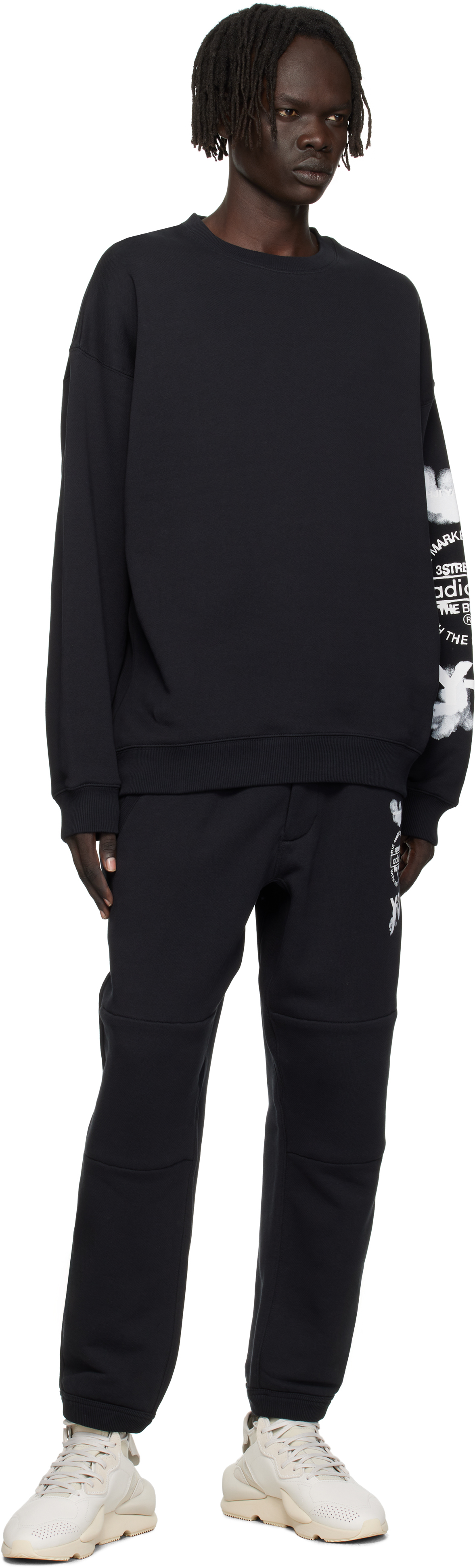 Y-3 Adidas Cloud-print Crew-neck Sweatshirt Clothing In Black
