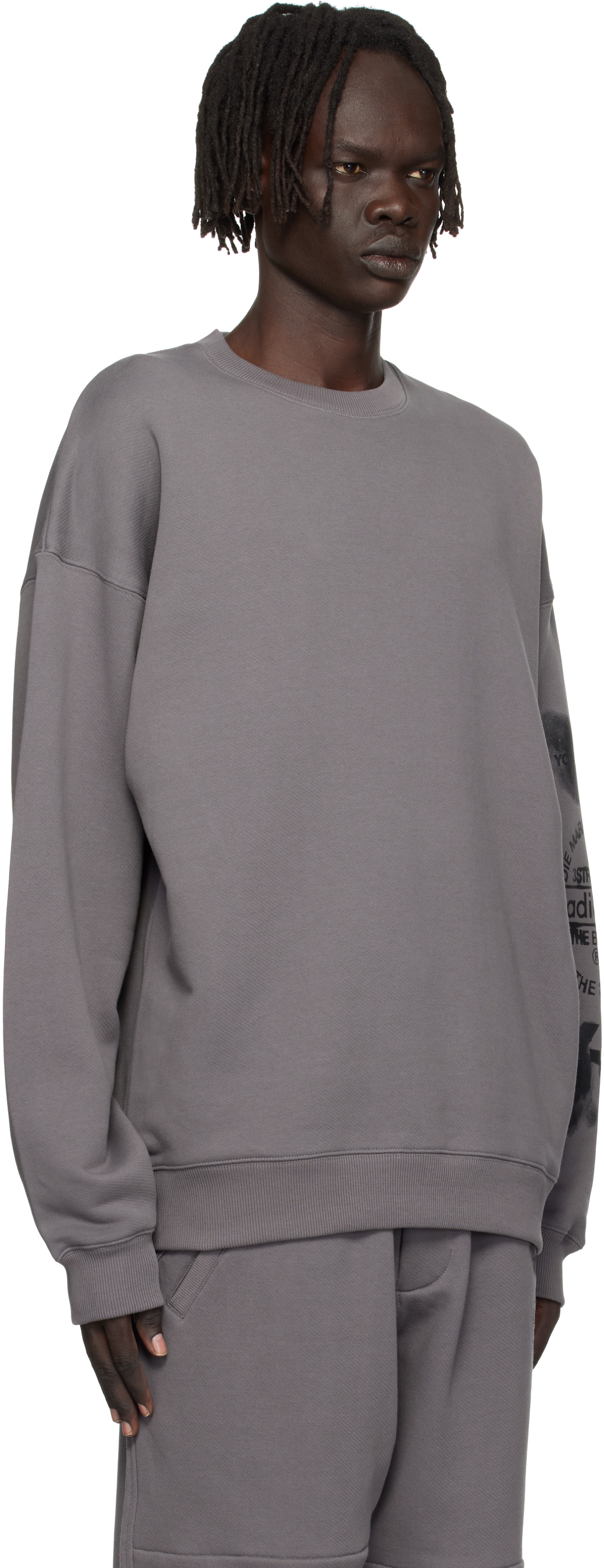 Y-3 Gray Graphic Crew Sweatshirt In Gray