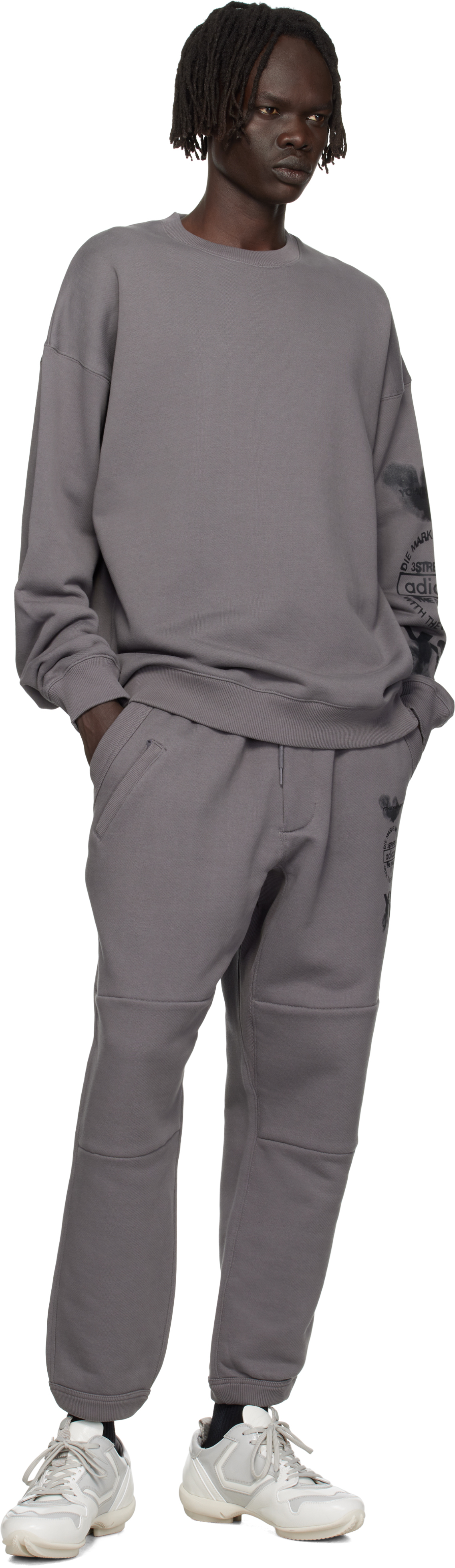 Y-3 Gray Graphic Crew Sweatshirt In Gray