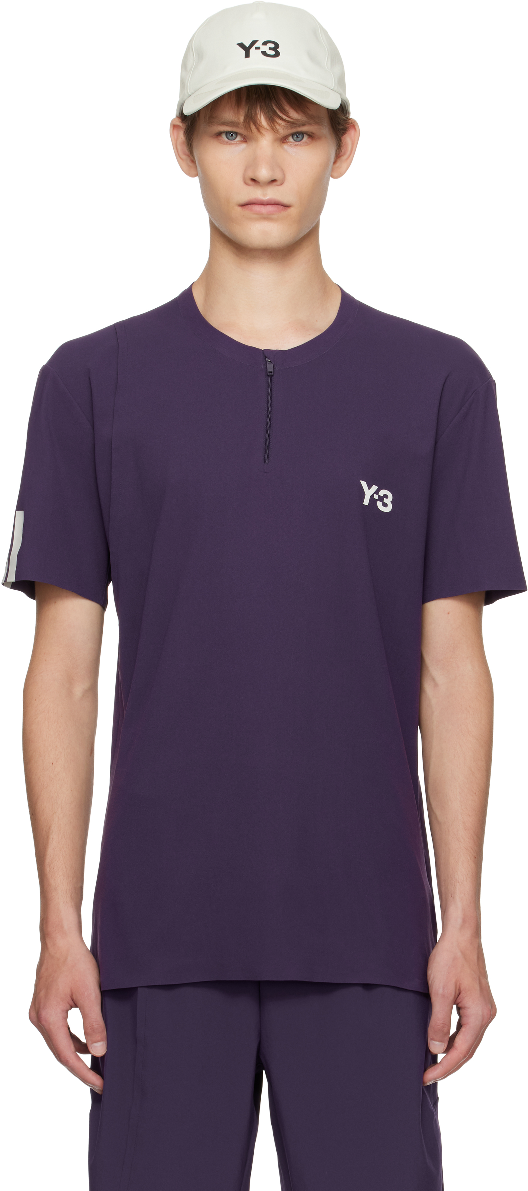 Y-3 Purple Us Open Tennis Freelift Zip Pro T-shirt In Purple