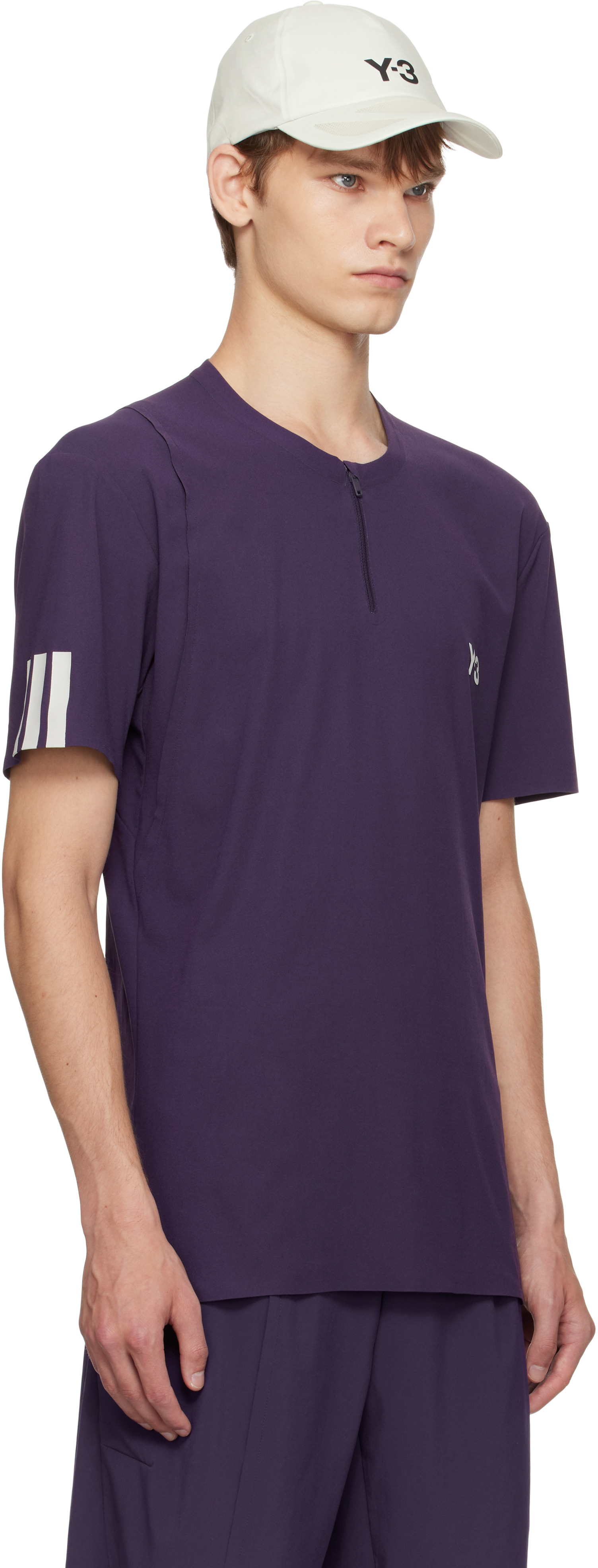 Y-3 Purple Us Open Tennis Freelift Zip Pro T-shirt In Purple