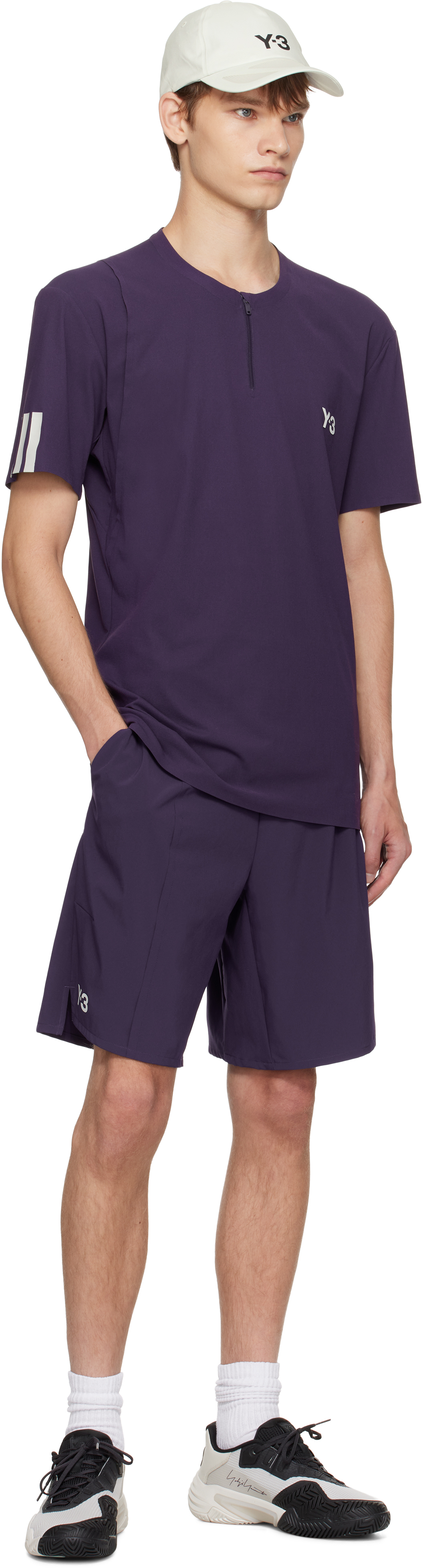 Y-3 Purple Us Open Tennis Freelift Zip Pro T-shirt In Purple
