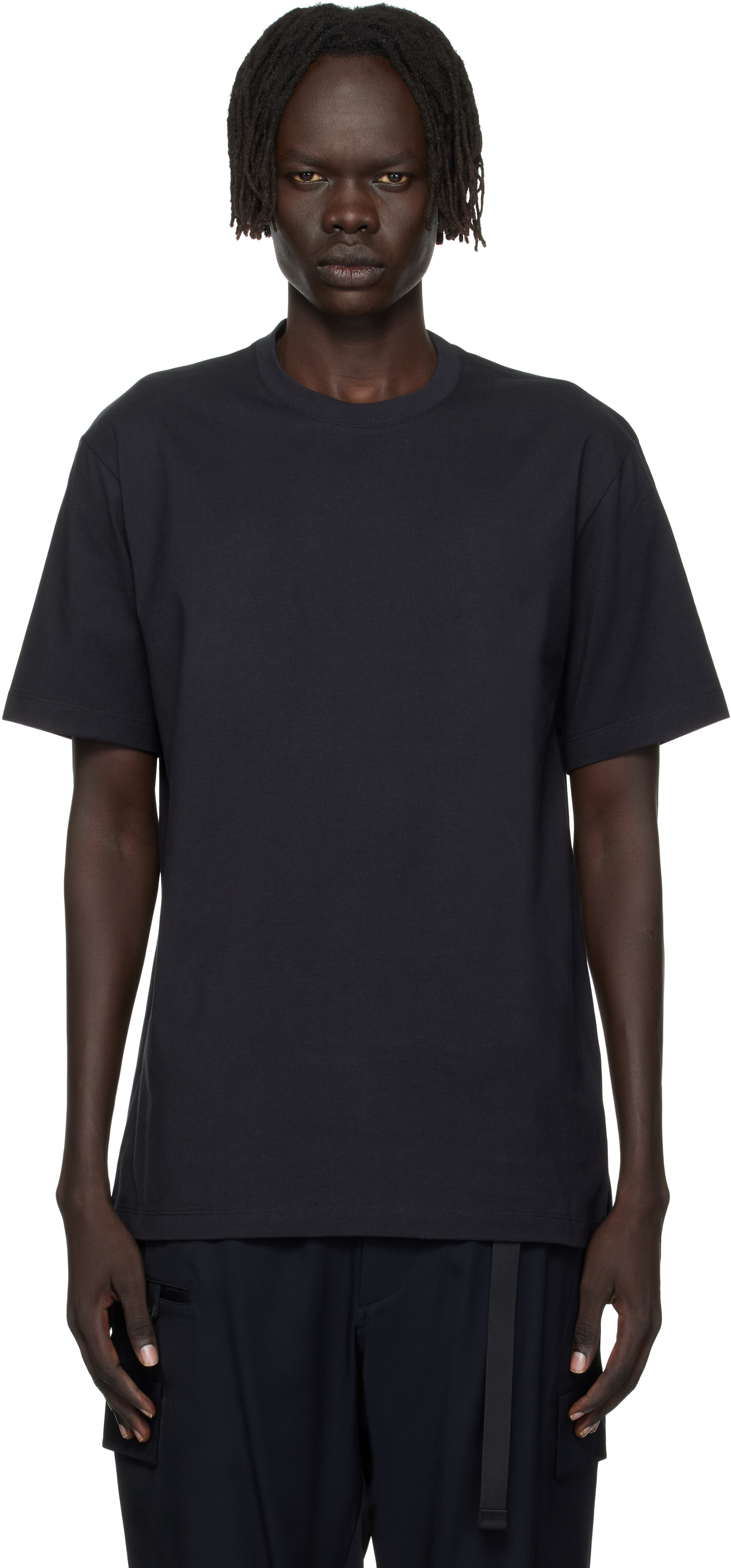 Y-3 Short-sleeve Cotton T-shirt With Bold Graphic Back In Black