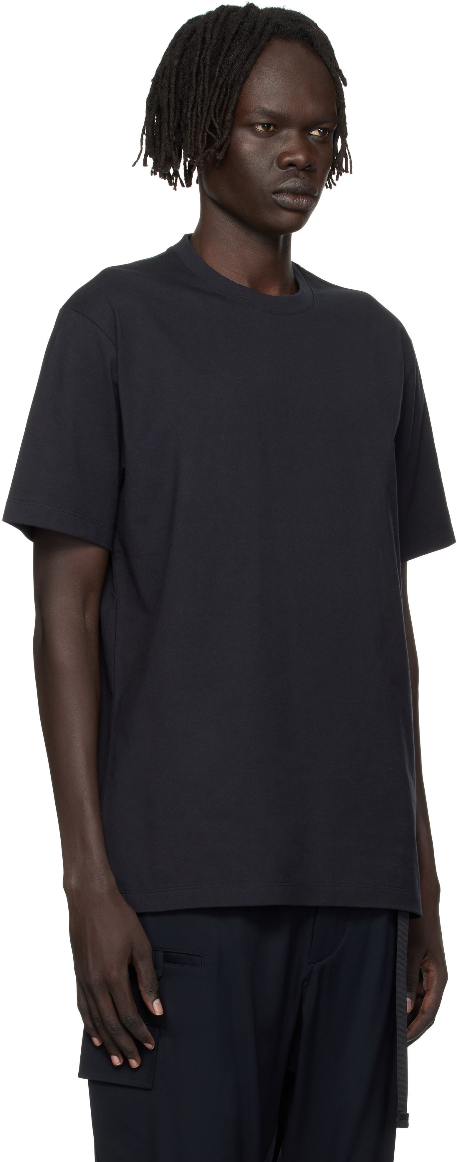 Y-3 Short-sleeve Cotton T-shirt With Bold Graphic Back In Black