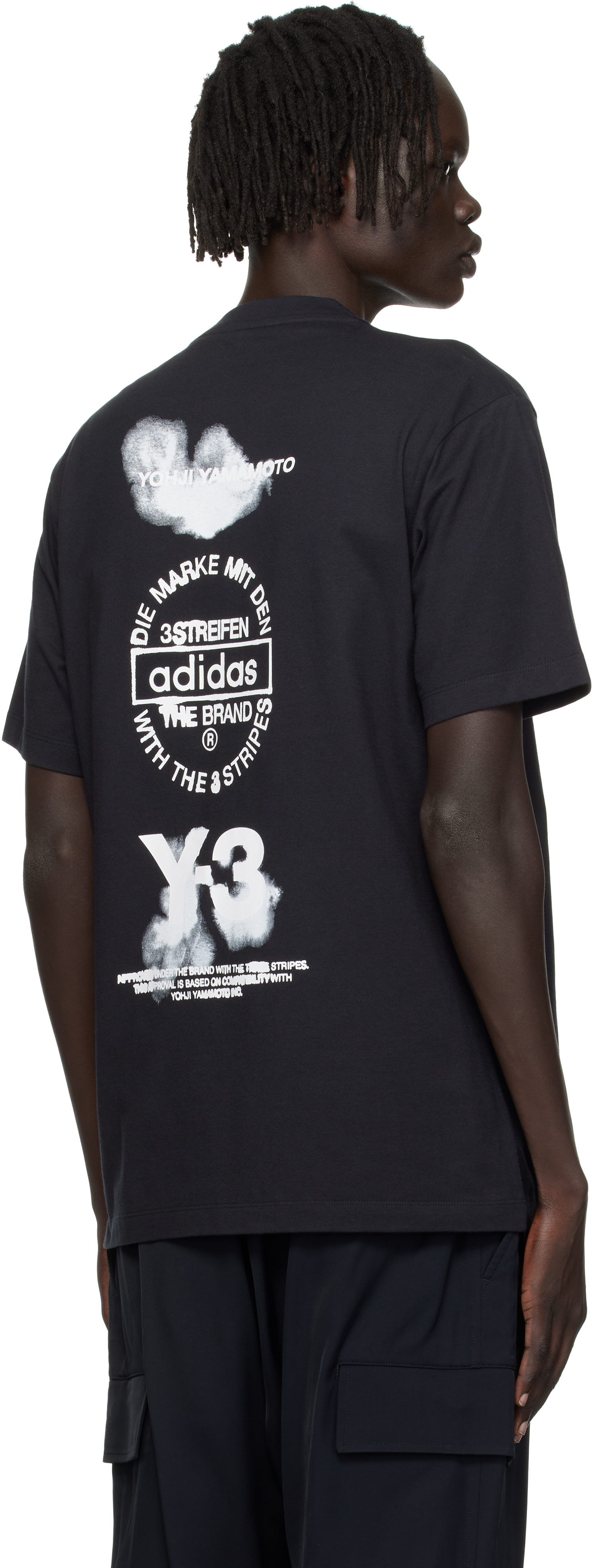 Y-3 Short-sleeve Cotton T-shirt With Bold Graphic Back In Black