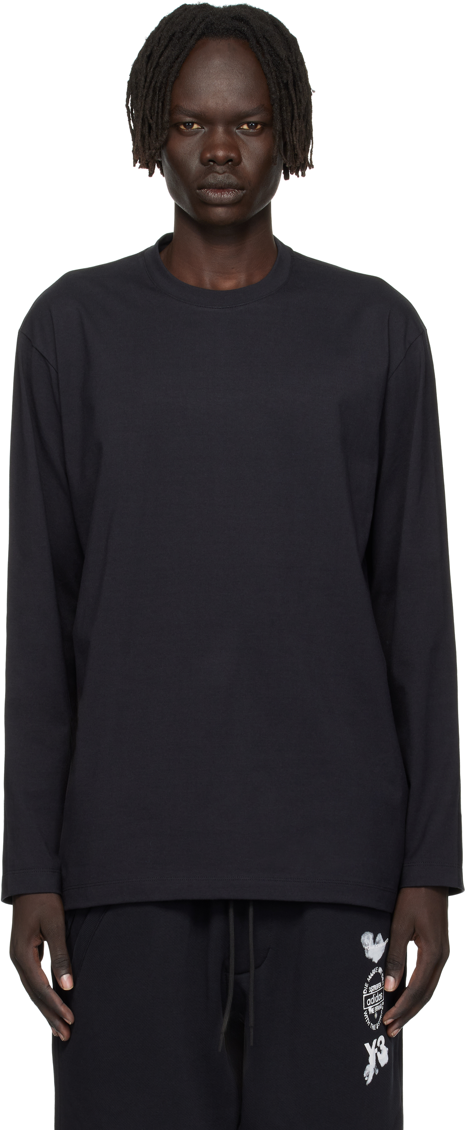 Black Graphic Long Sleeve T-shirt by Y-3 on Sale