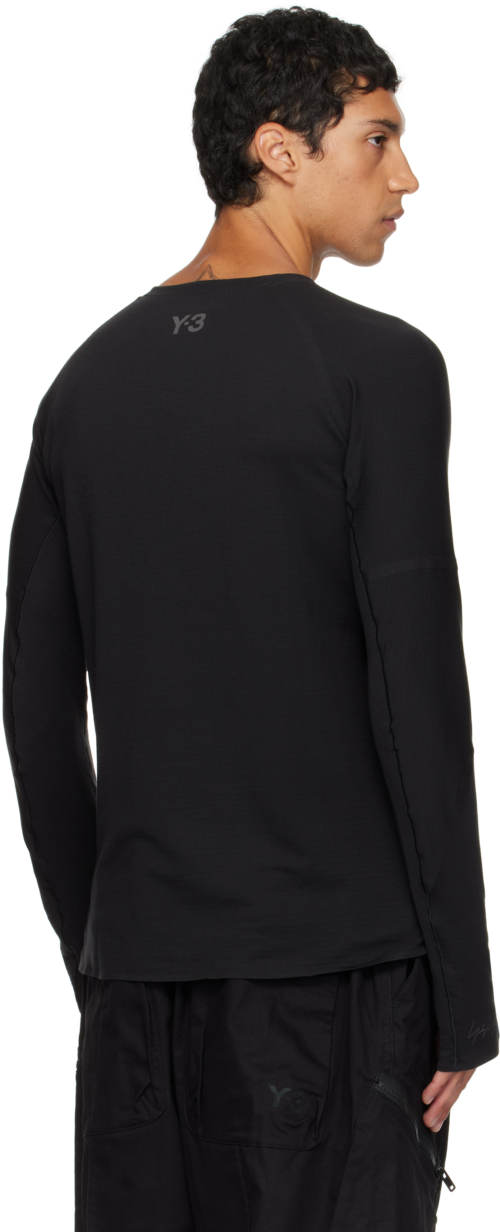 Y-3 Gray Running Long Sleeve T-shirt In Black