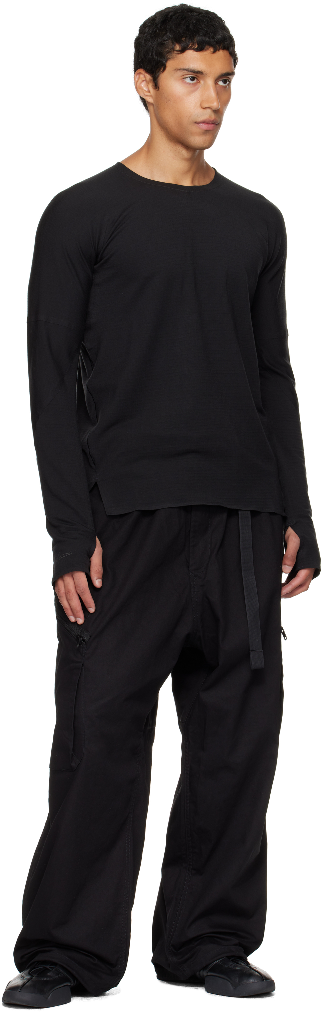 Y-3 Gray Running Long Sleeve T-shirt In Black