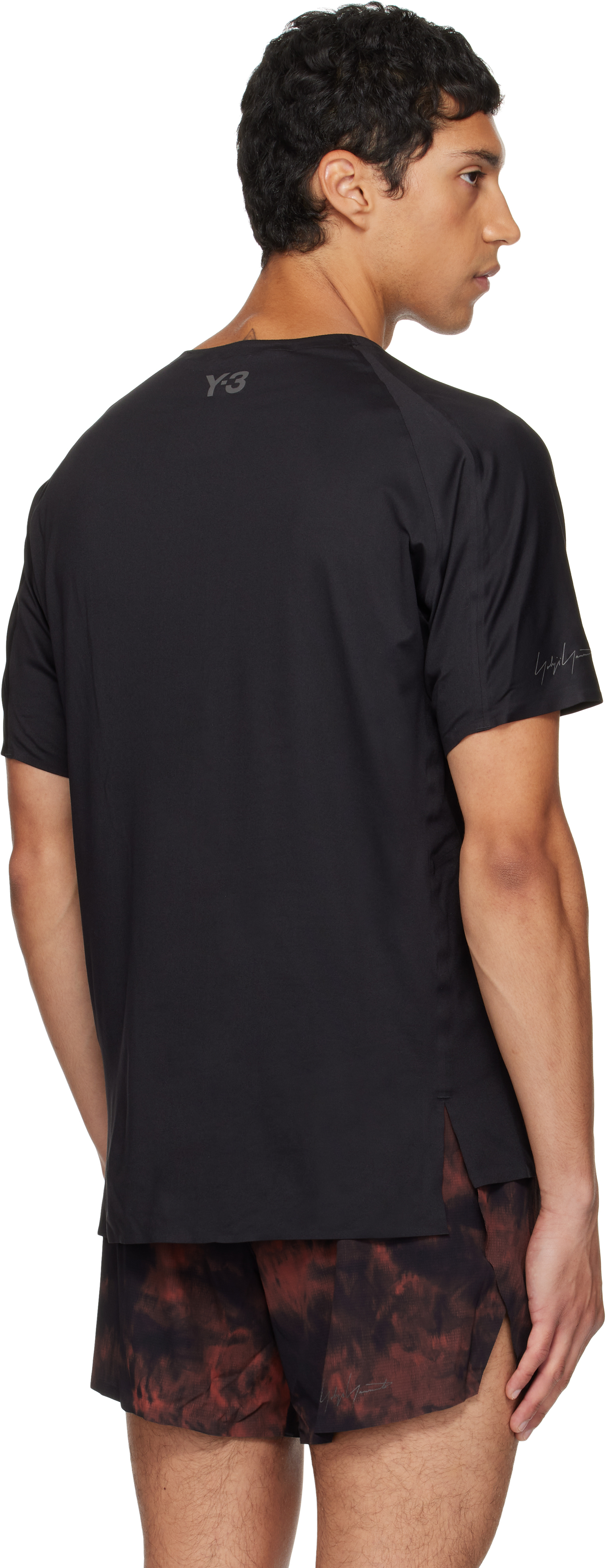 Y-3 Black Running Short Sleeve T-shirt In Blue