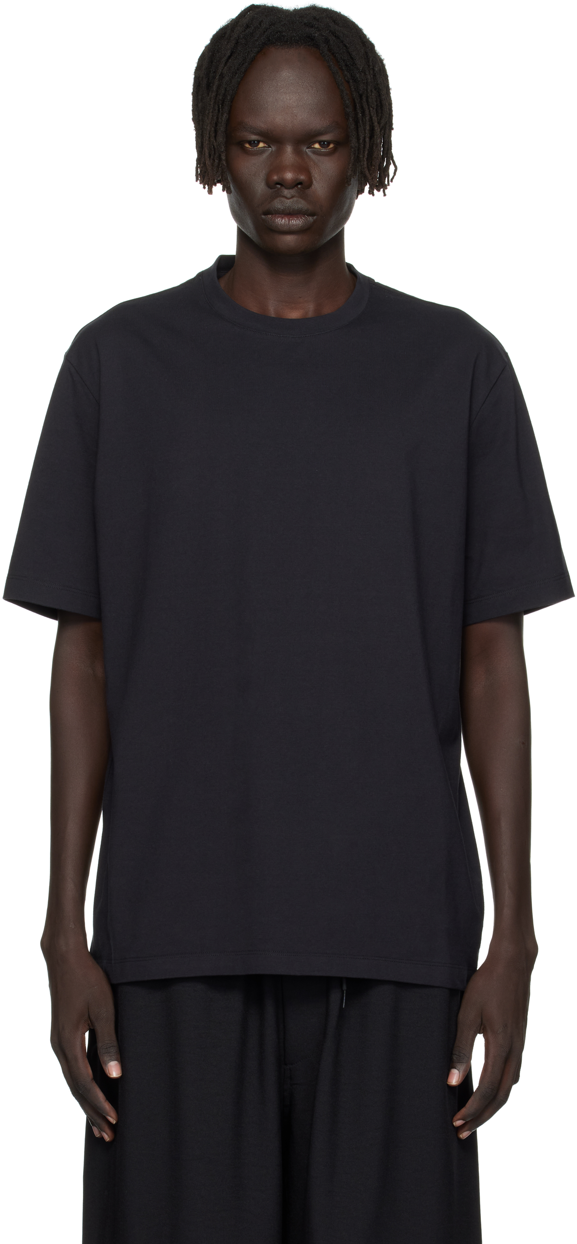 Y-3 Short-sleeve Cotton T-shirt With Bold Graphic Back In Black