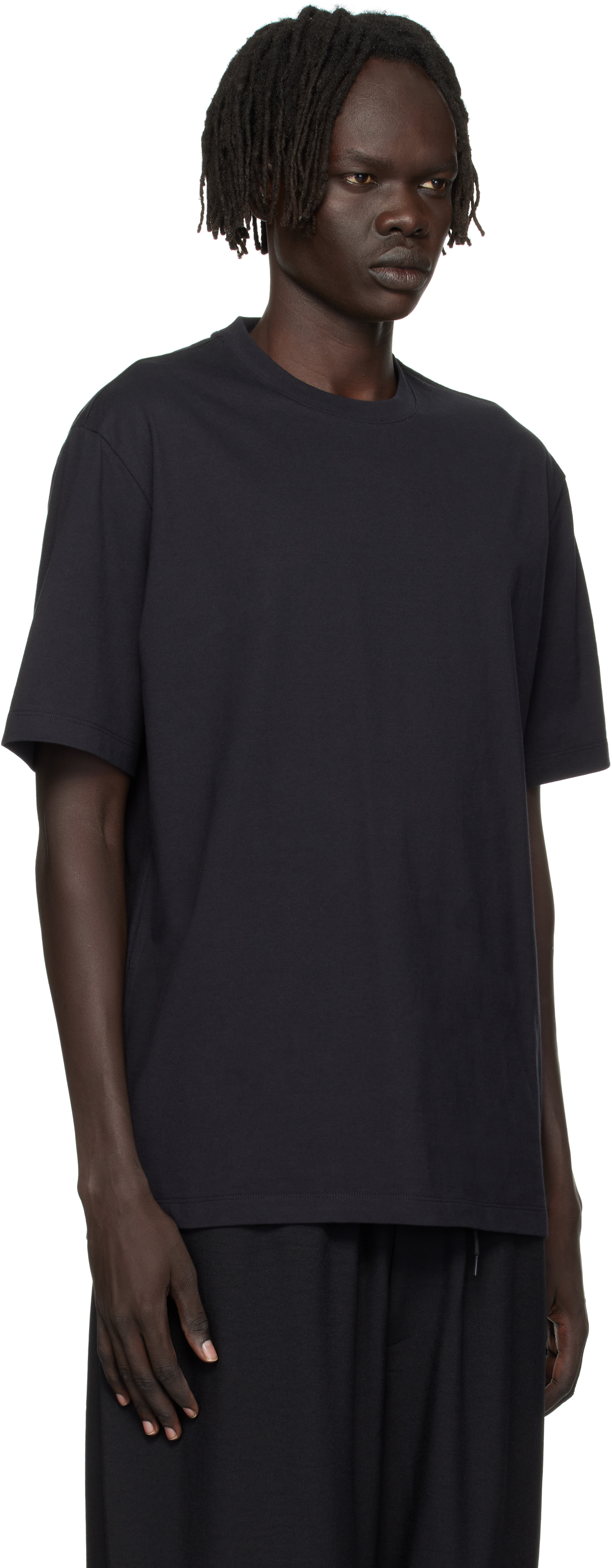Y-3 Short-sleeve Cotton T-shirt With Bold Graphic Back In Black