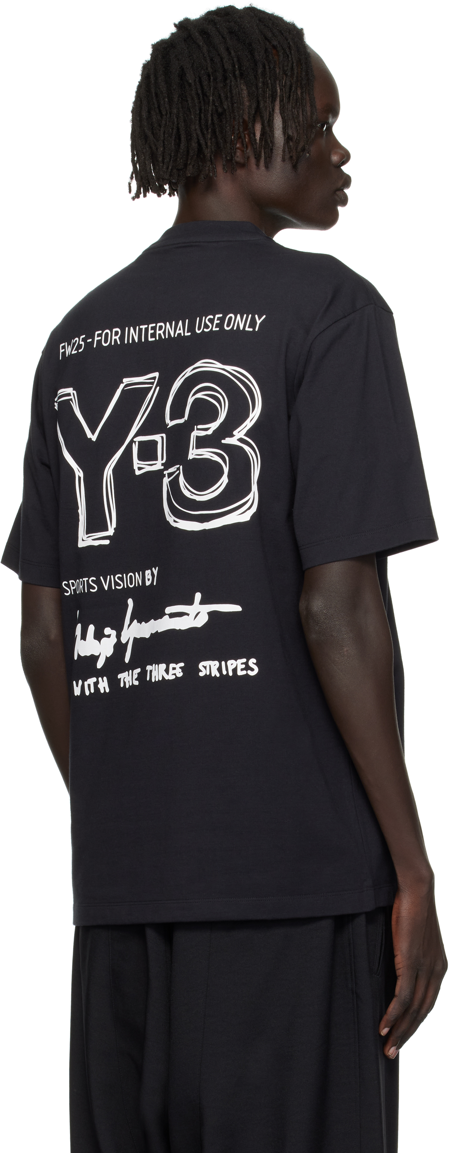 Y-3 Short-sleeve Cotton T-shirt With Bold Graphic Back In Black